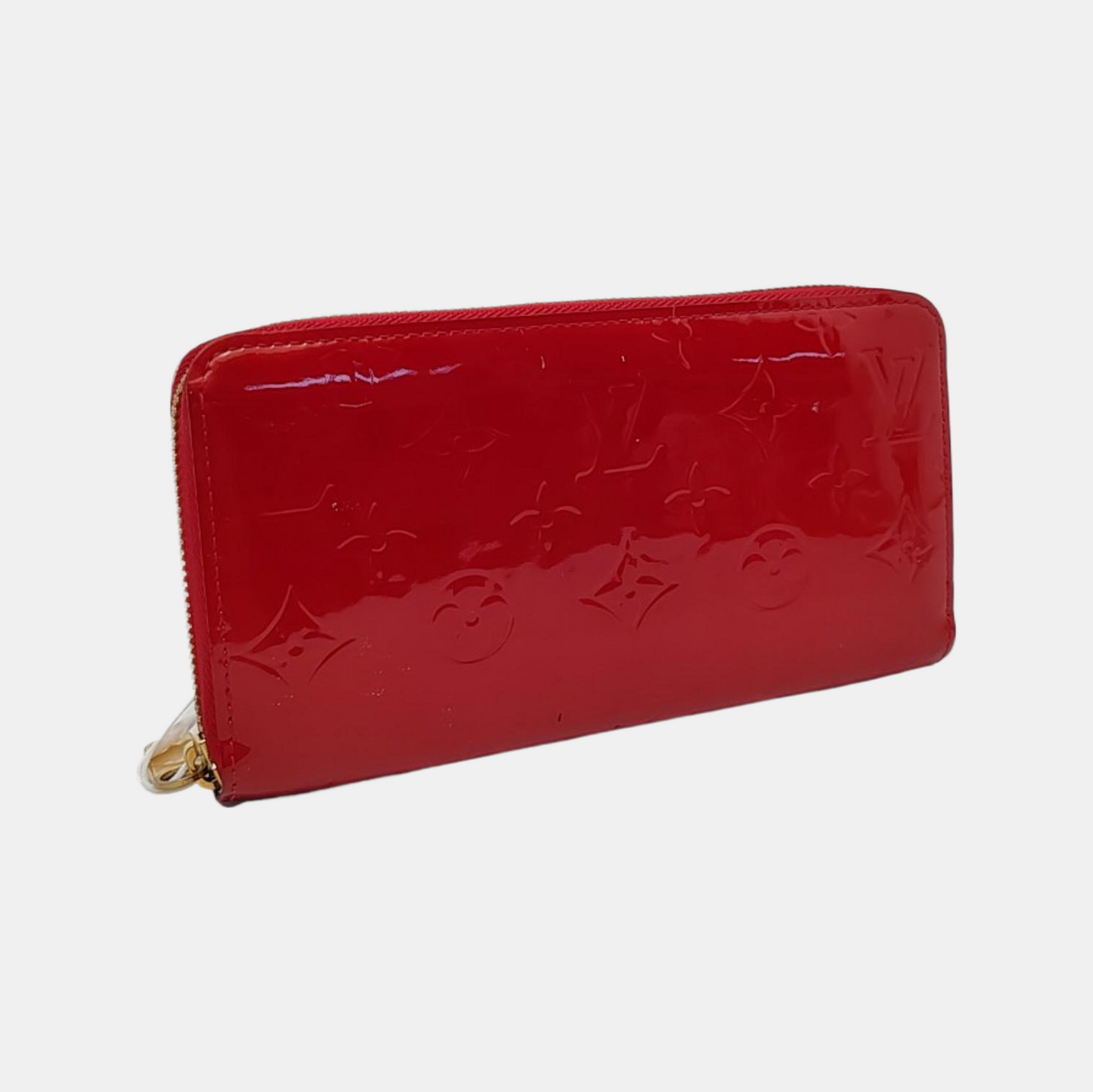 LOUIS VUITTON Red patent leather embossed wallet Golden hardware-(SKU)-959605154