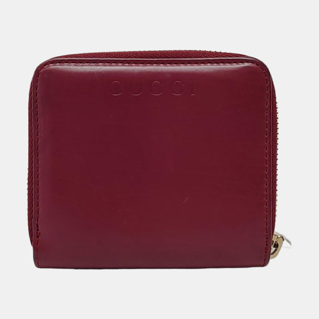 GUCCI Burgundy Leather Embossed Wallet Golden hardware-(SKU)-959773258