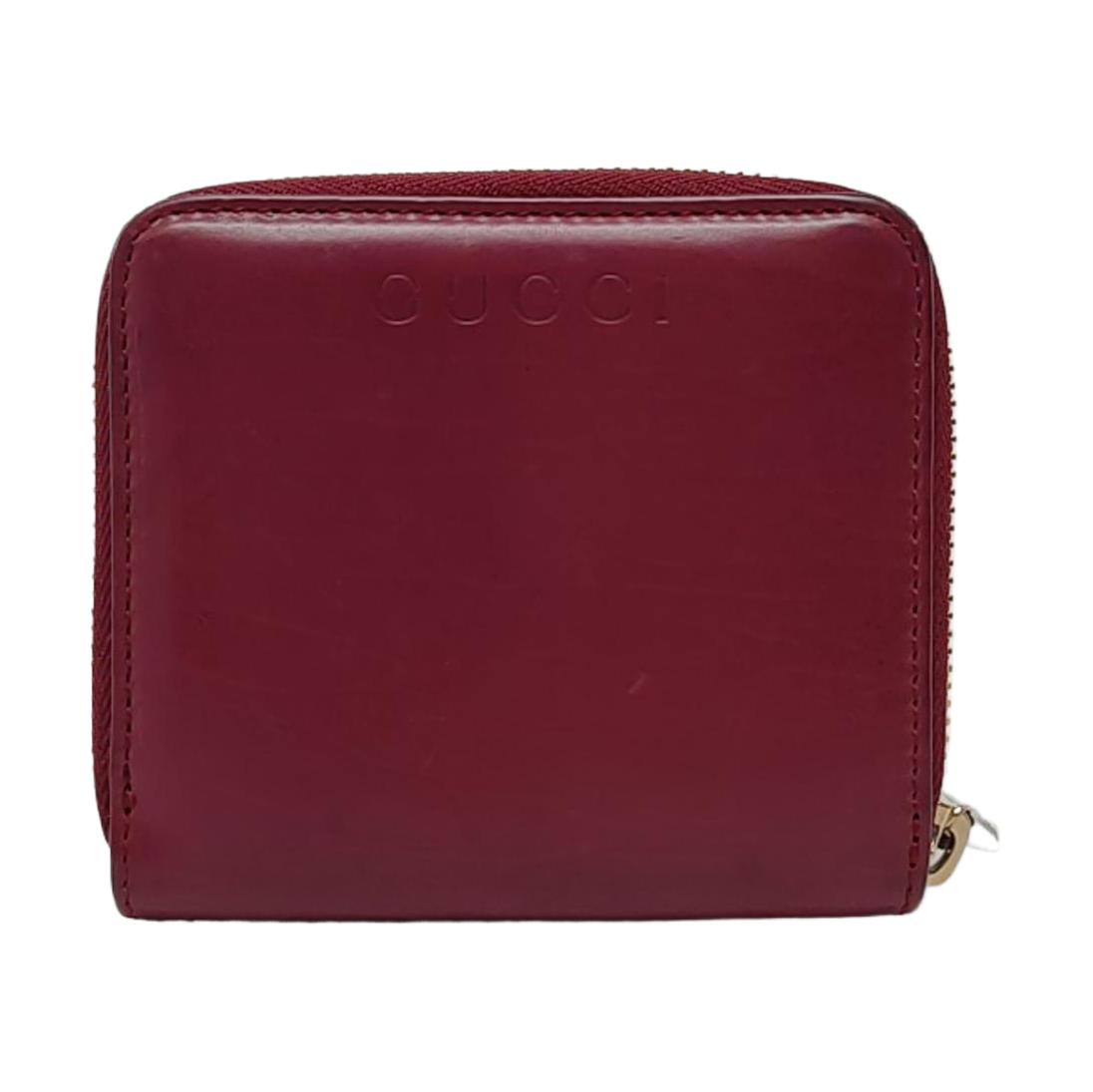 GUCCI Burgundy Leather Embossed Wallet Golden hardware-(SKU)-959773258