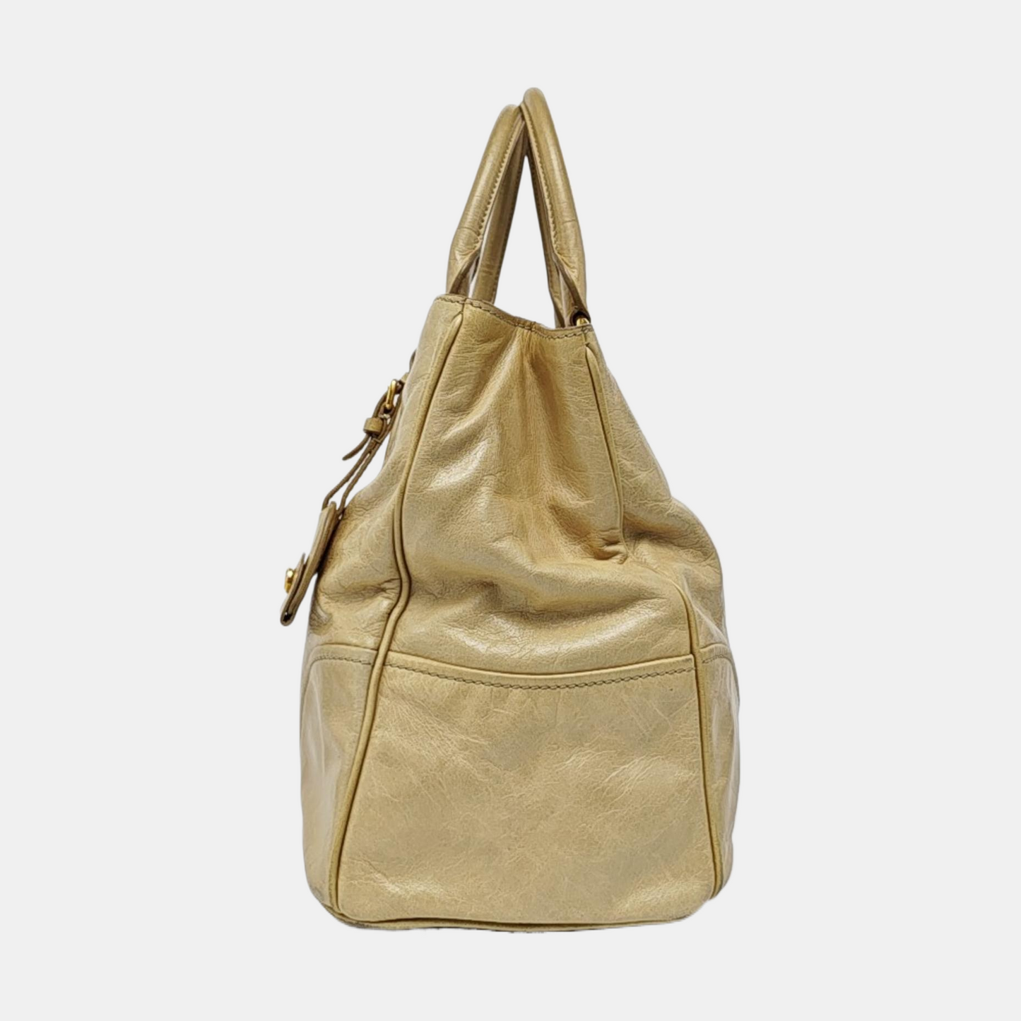 Miu Miu Tote bag Yellow Cowhide Single Shoulder Handbag Crossbody Bag Golden hardware Removable shoulder strap-(SKU)-958319831