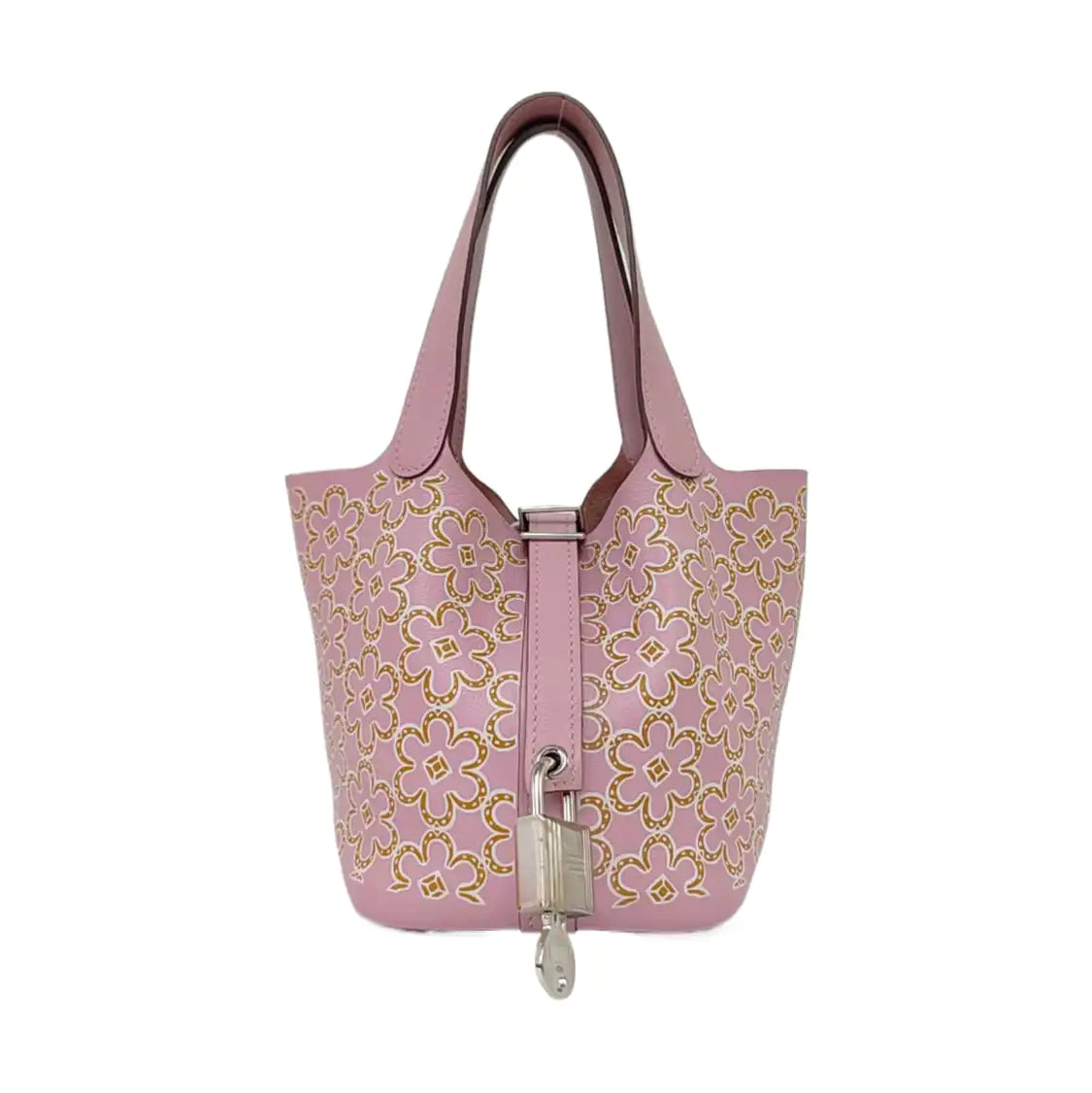 HERMÈS Picotin Lock 12 Mallow Purple Swift Leather Basket Handbag with Silver Hardware and U Engraving Complete Accessories-(SKU)-959655023