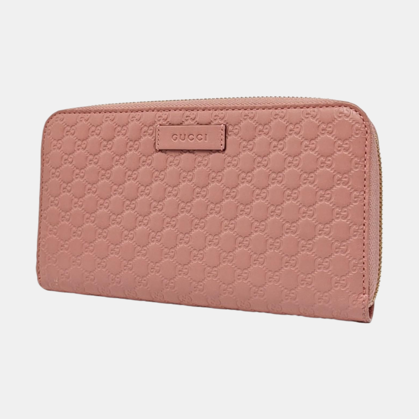 GUCCI Nude Pink Cowhide Monogram Embossed Wallet Golden hardware-(SKU)-959388566