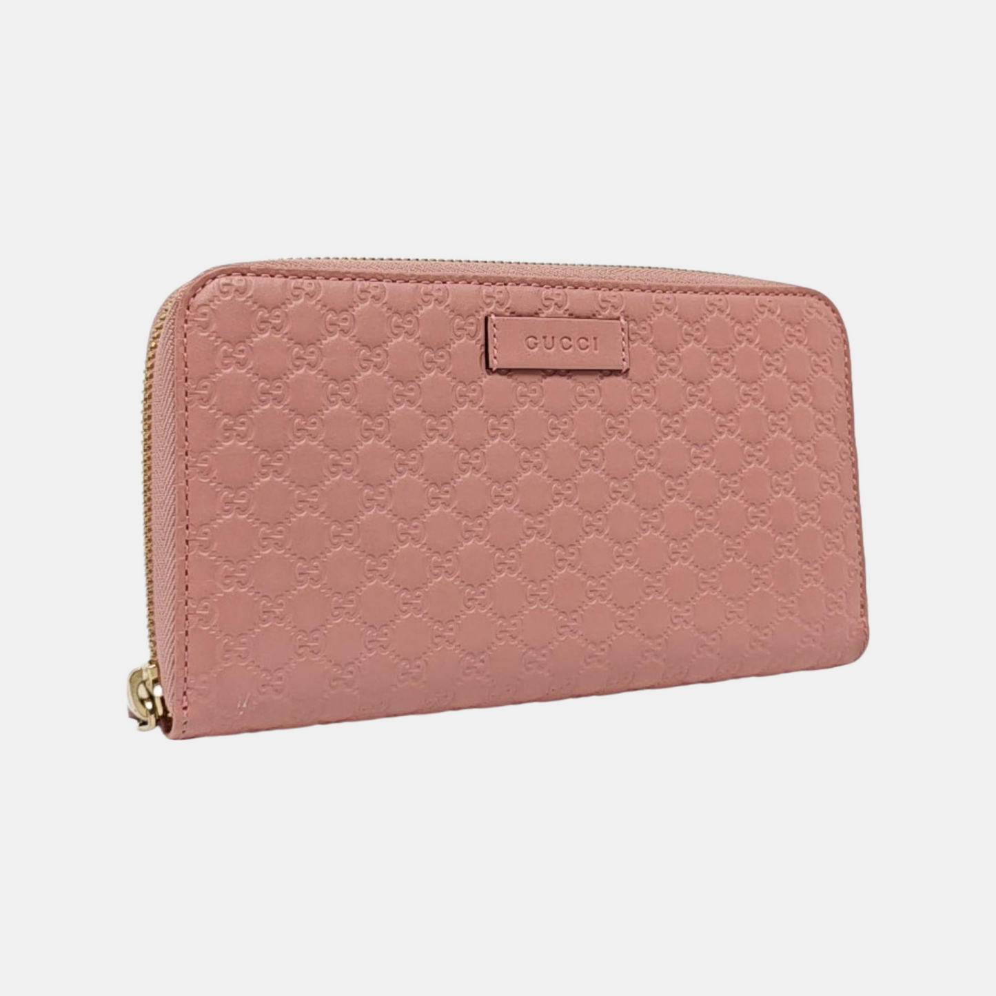 GUCCI Nude Pink Cowhide Monogram Embossed Wallet Golden hardware-(SKU)-959388566