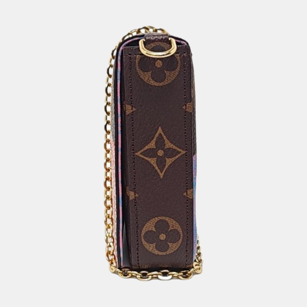 LOUIS VUITTON FÉLICIE, brown coated canvas monogram printed shoulder bag, handbag, crossbody bag with golden hardware and removable shoulder strap-(SKU)-959803046