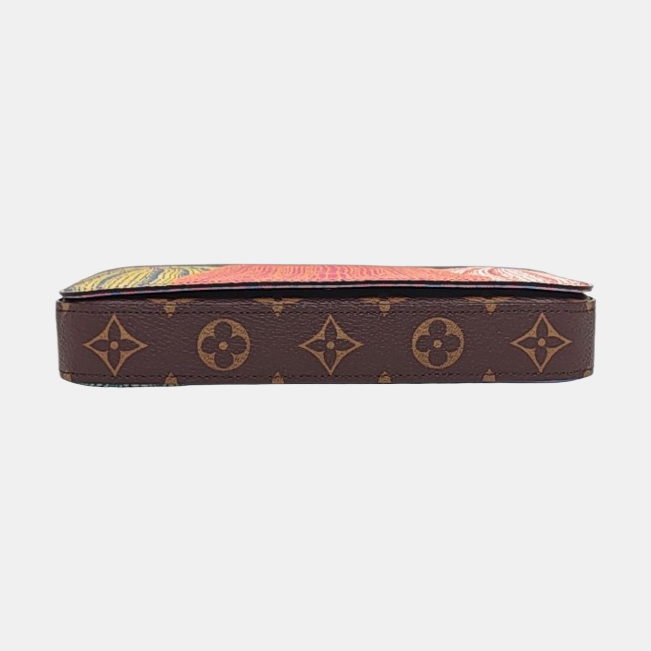 LOUIS VUITTON FÉLICIE, brown coated canvas monogram printed shoulder bag, handbag, crossbody bag with golden hardware and removable shoulder strap-(SKU)-959803046