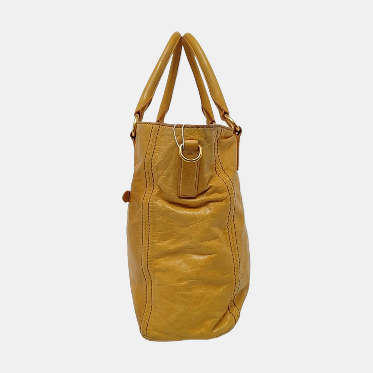 PRADA Tote bag Yellow Leather Crossbody Bag Golden hardware Removable shoulder strap-(SKU)-959736283