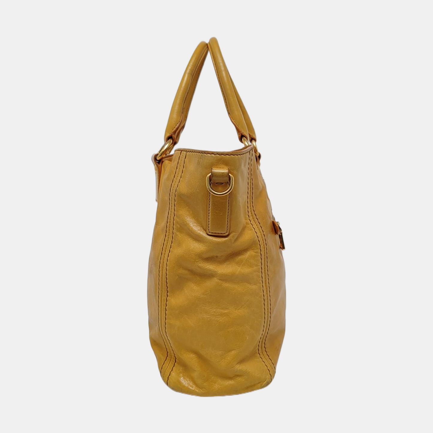PRADA Tote bag Yellow Leather Crossbody Bag Golden hardware Removable shoulder strap-(SKU)-959736283