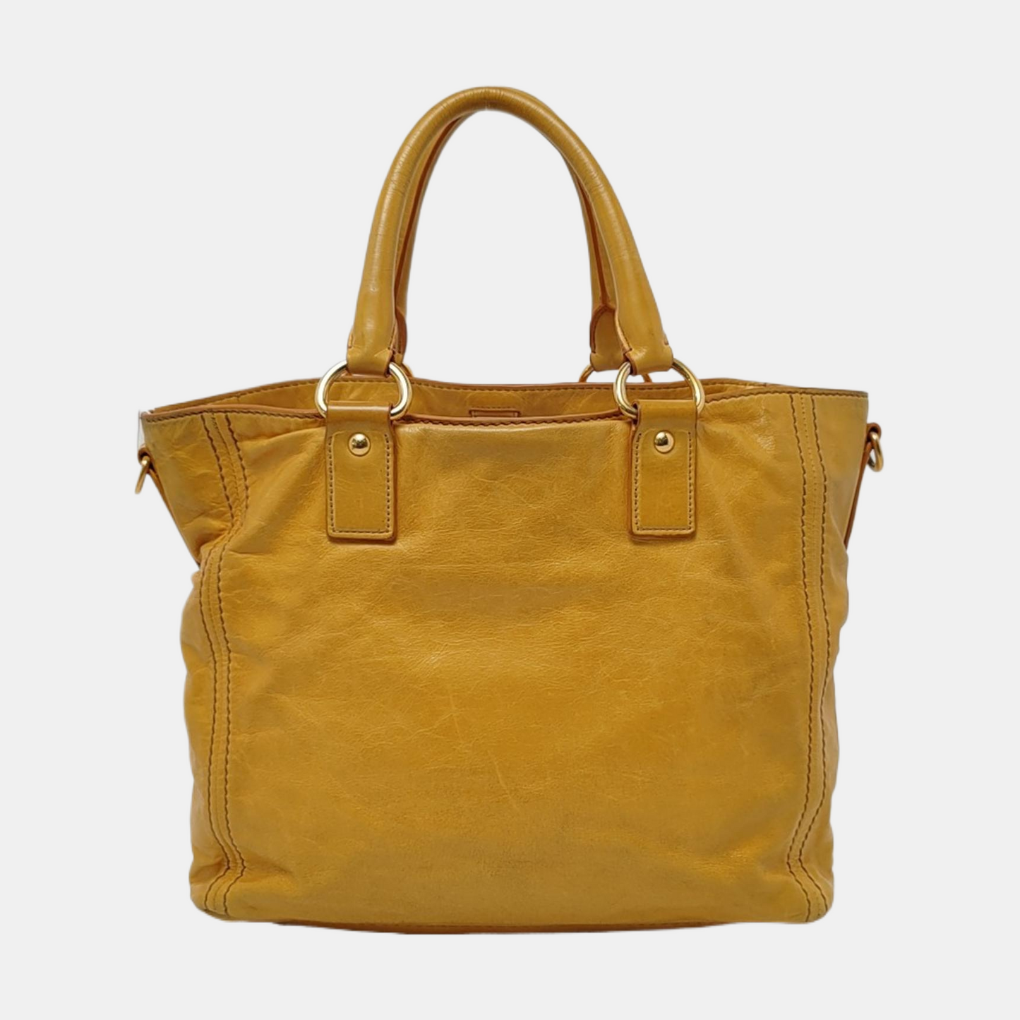 PRADA Tote bag Yellow Leather Crossbody Bag Golden hardware Removable shoulder strap-(SKU)-959736283