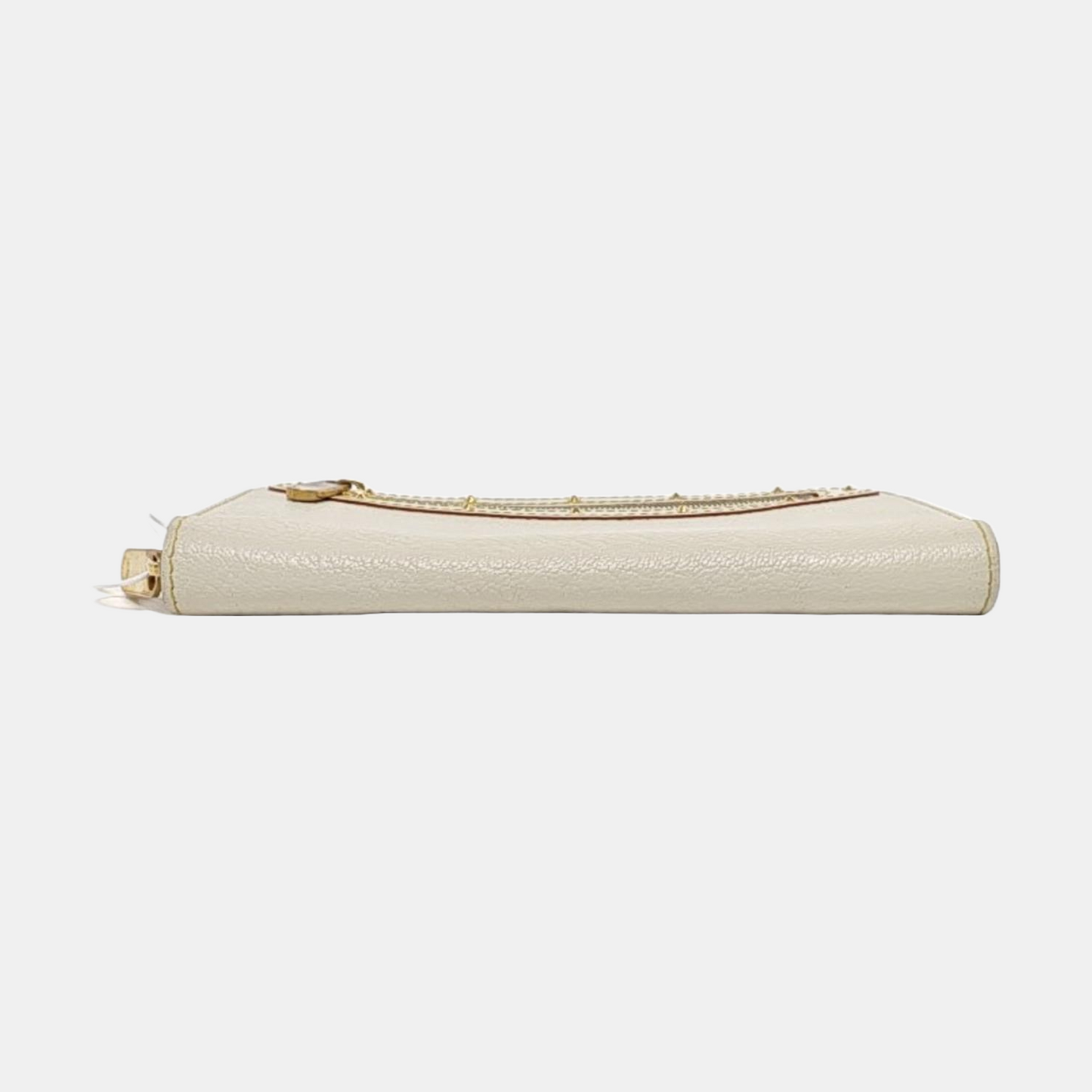 LOUIS VUITTON White Cowhide Stud Wallet Golden hardware-(SKU)-959603399