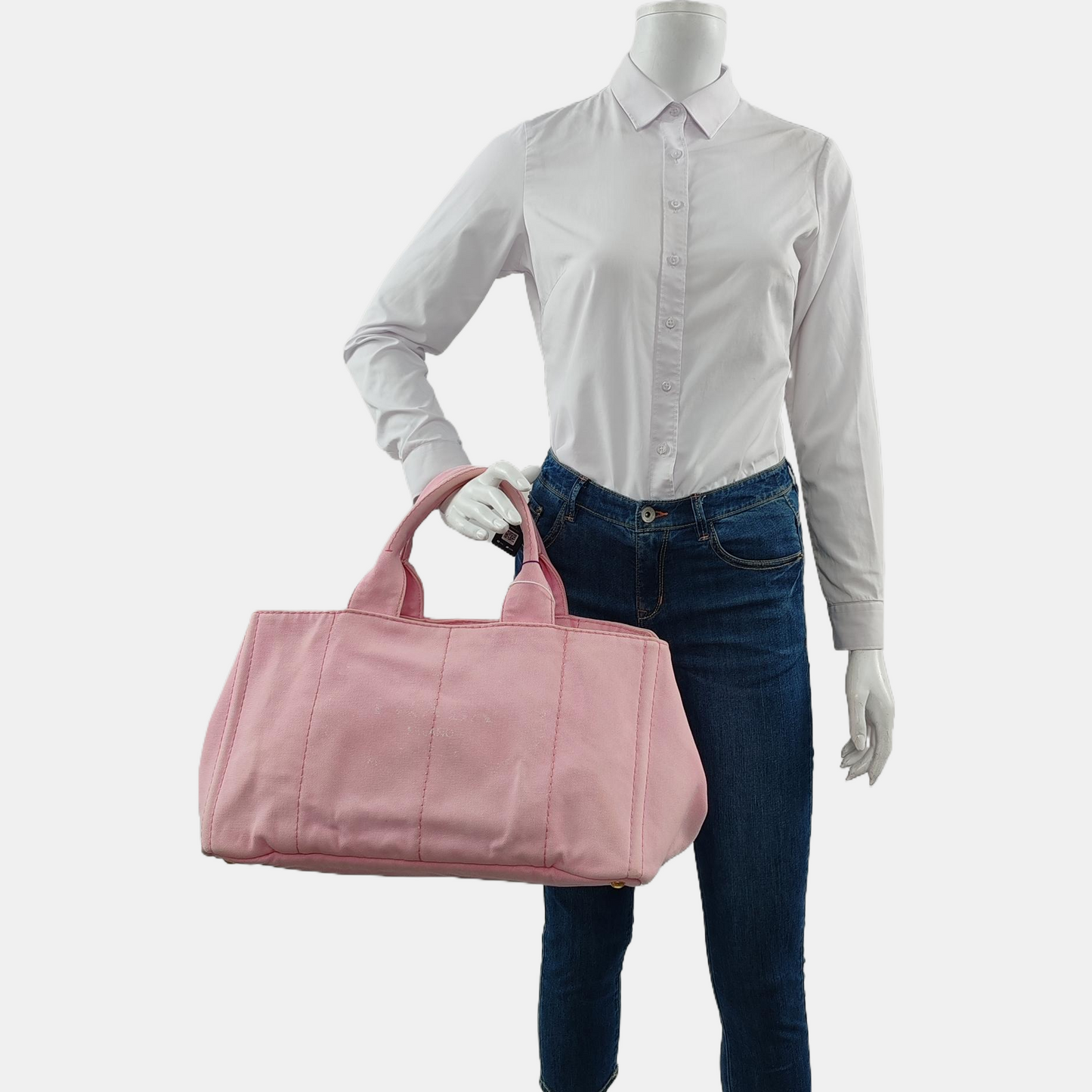 PRADA Denim Pink Canvas Printed Quilted Handbag Golden hardware-(SKU)-959457945