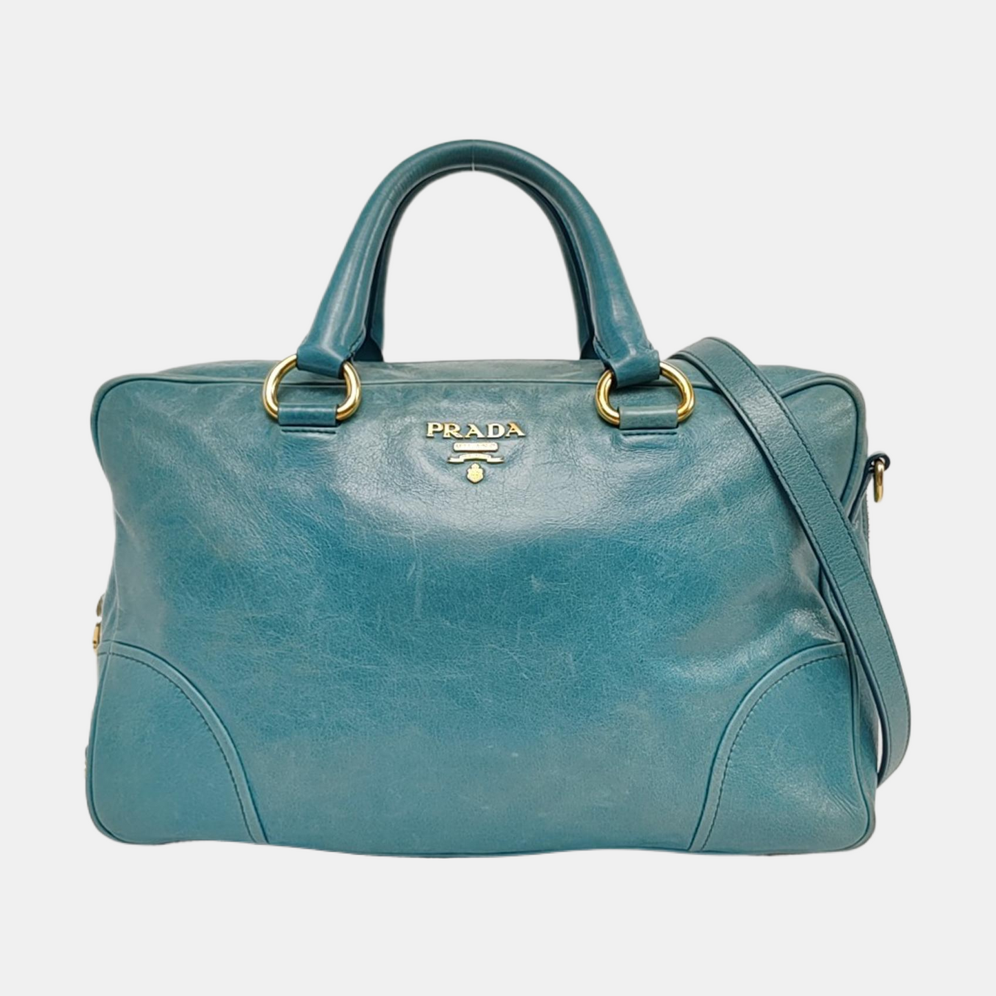 PRADA Tote bag Light Blue Cowhide Crossbody Tote Shoulder Bag Golden hardware Removable shoulder strap-(SKU)-959563238