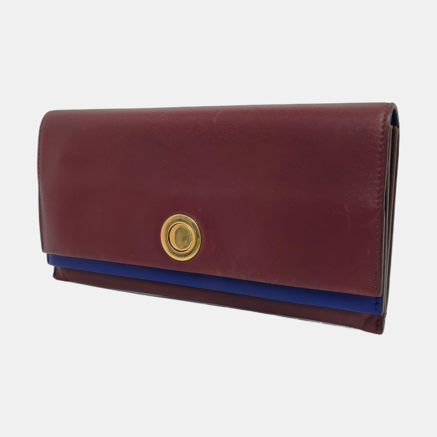CELINE Burgundy Calfskin Leather Wallet Golden hardware-(SKU)-959515979