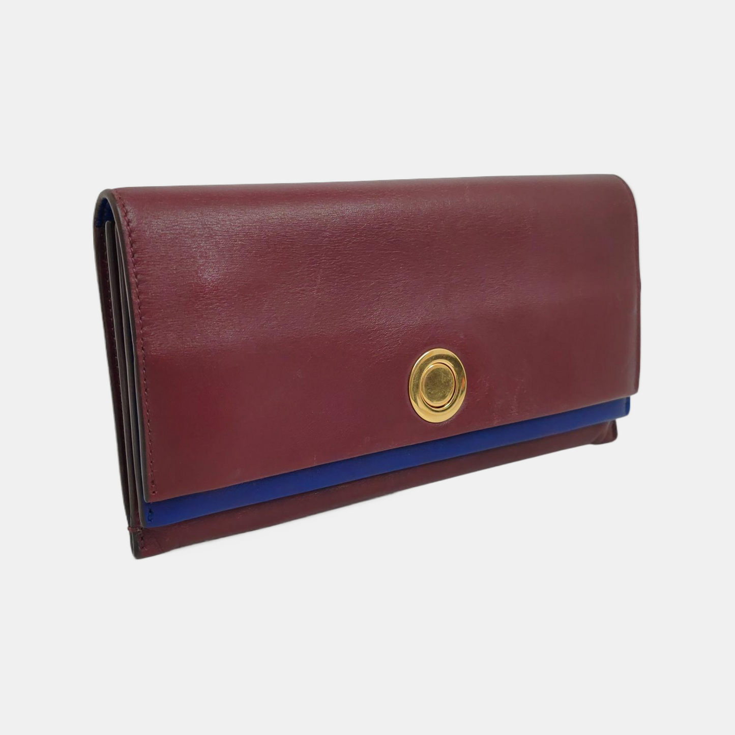 CELINE Burgundy Calfskin Leather Wallet Golden hardware-(SKU)-959515979