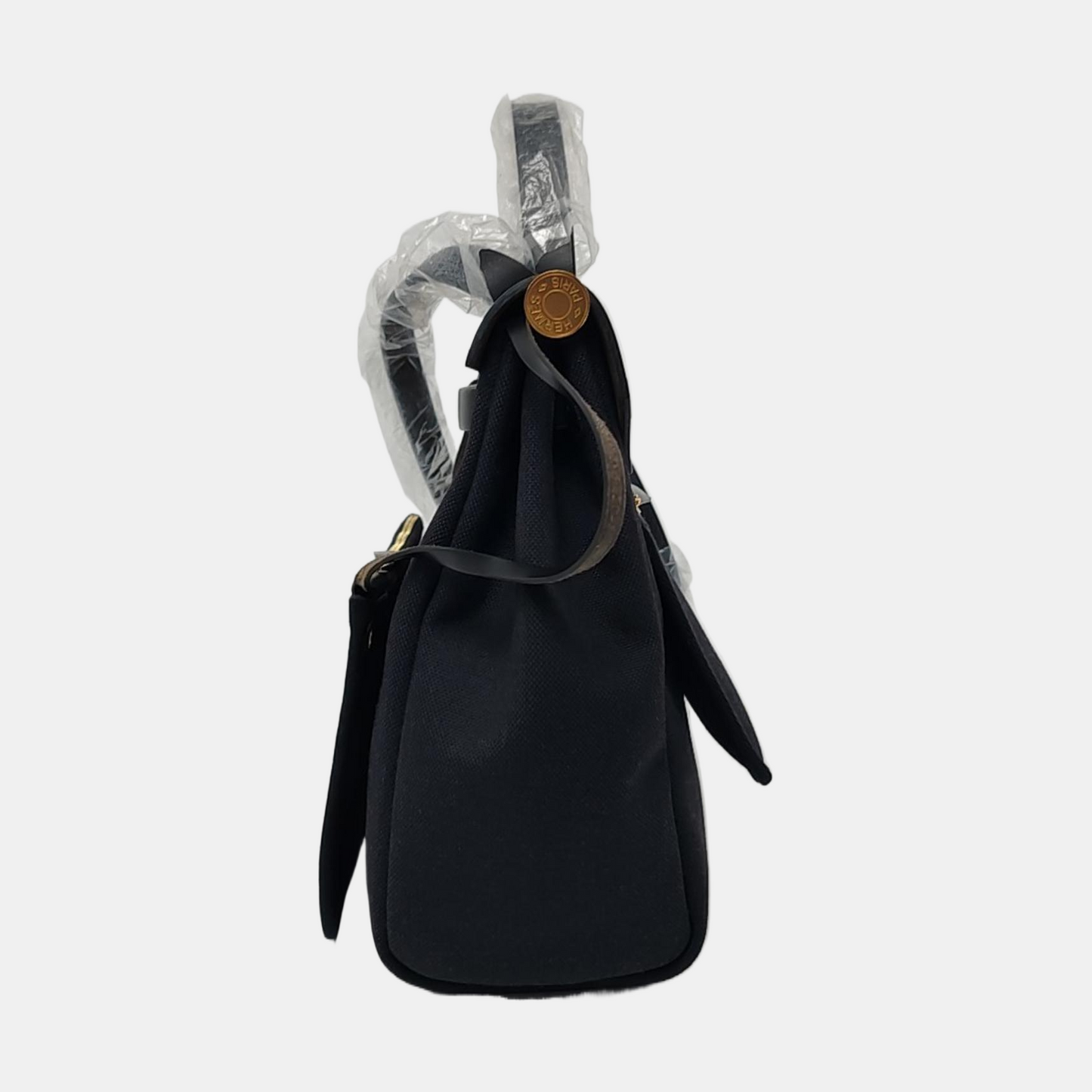 HERMÈS Herbag 31 Black Canvas Crossbody Shoulder Bag with Gold Hardware, Y, Detachable Strap with Pouch-(SKU)-959733479