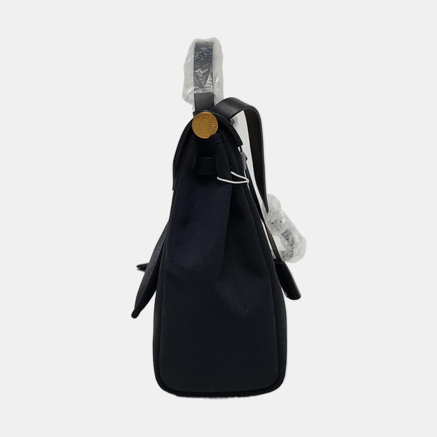 HERMÈS Herbag 31 Black Canvas Crossbody Shoulder Bag with Gold Hardware, Y, Detachable Strap with Pouch-(SKU)-959733479