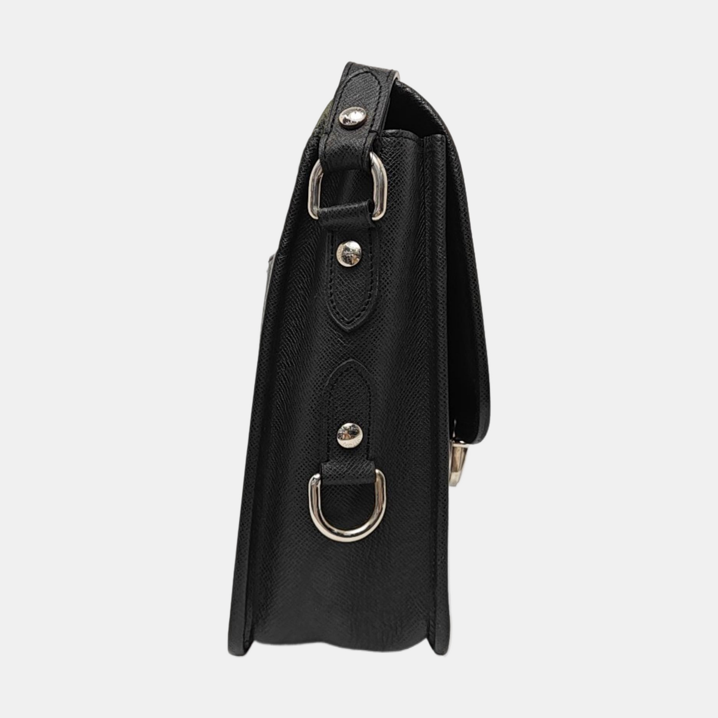 LOUIS VUITTON ALEX Black Cowhide Single Shoulder Bag Crossbody Bag Silver Hardware-(SKU)-959606640