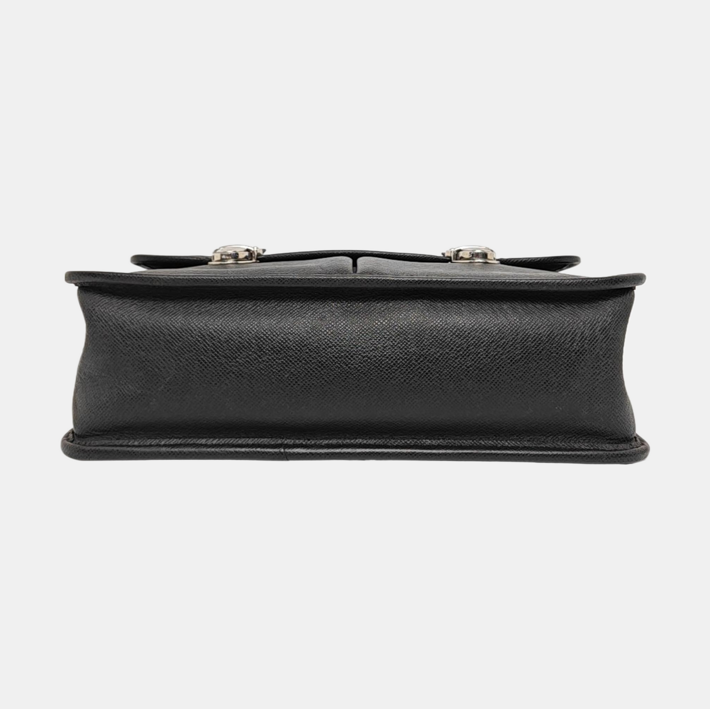 LOUIS VUITTON ALEX Black Cowhide Single Shoulder Bag Crossbody Bag Silver Hardware-(SKU)-959606640