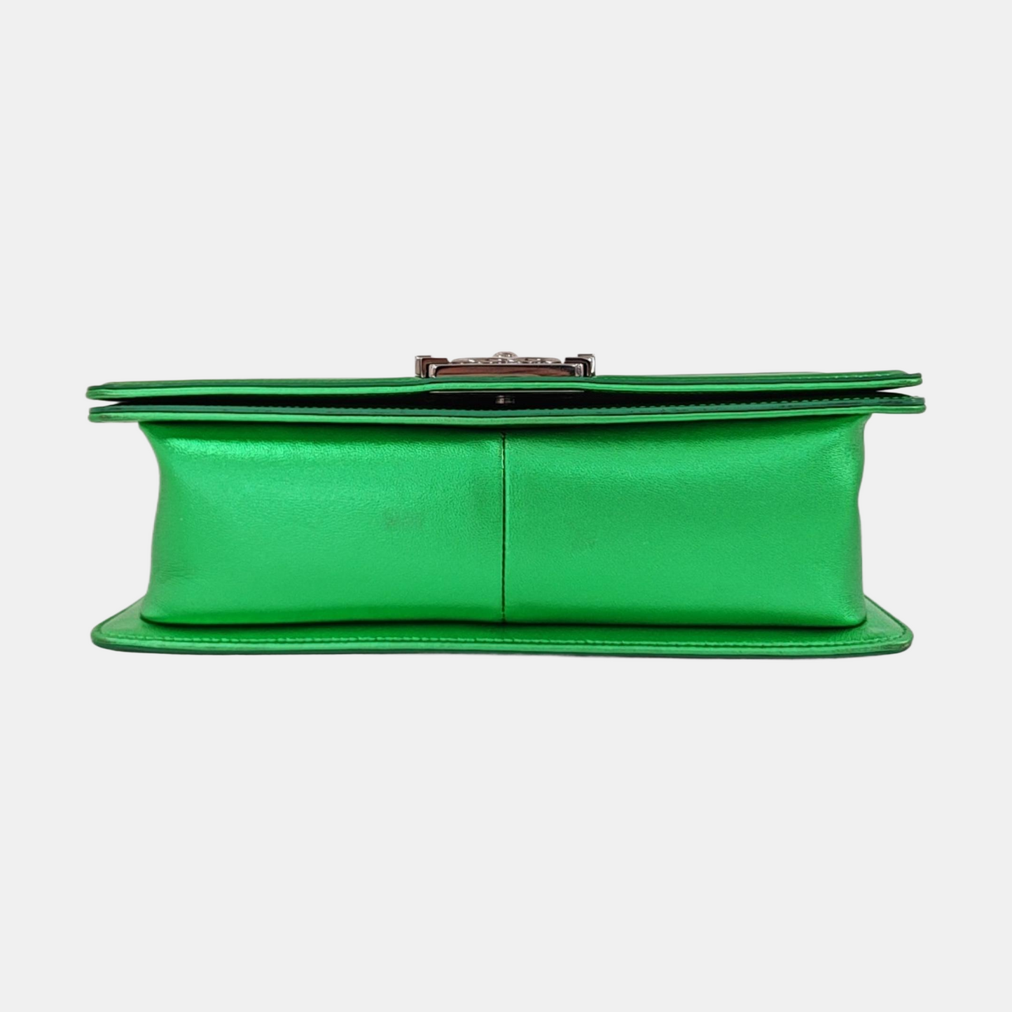 CHANEL BOY CHANEL Medium Green Patent Leather Quilted Shoulder Bag Crossbody Bag with Detachable Strap-(SKU)-959630688