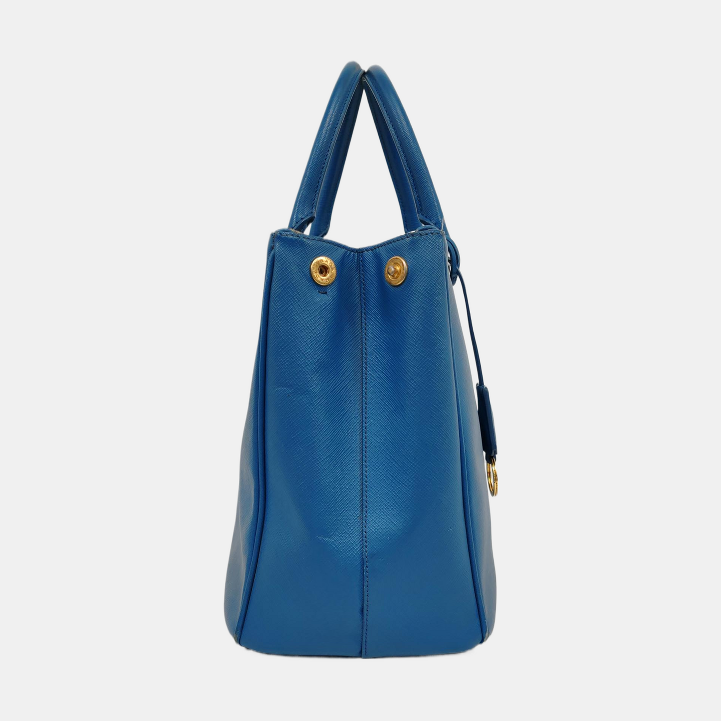 PRADA Galleria Large size Dark Blue Cowhide Logo Crosshatch Killer Bag Single Shoulder Bag Golden hardware Removable shoulder strap-(SKU)-959580601