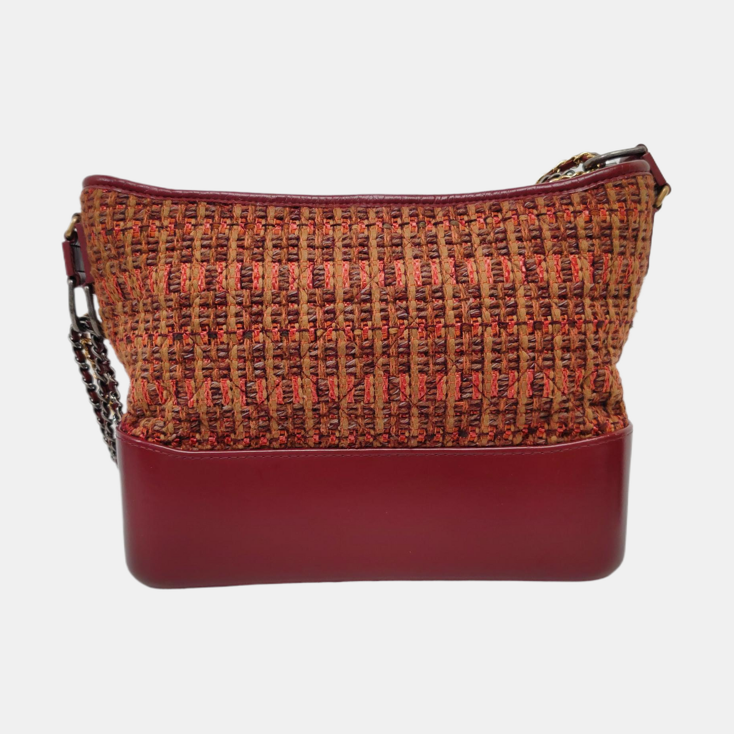 CHANEL GABRIELLE Medium Size Red Tweed Bag Shoulder Bag Crossbody Bag Golden Silver Ruthenium Hardware 25 Opening Removable Strap-(SKU)-959578060