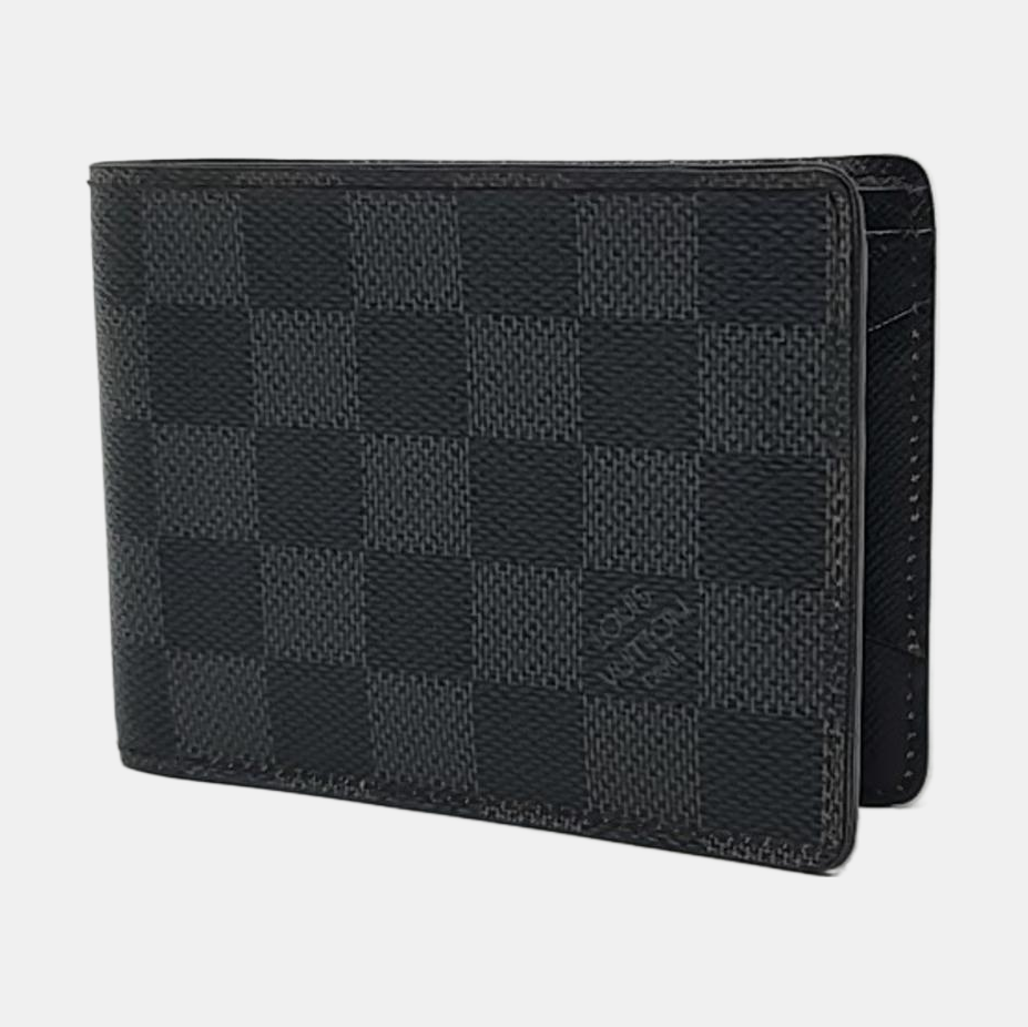 LOUIS VUITTON SLENDER Gray Coated Canvas Chessboard Plaid Wallet-(SKU)-959718553