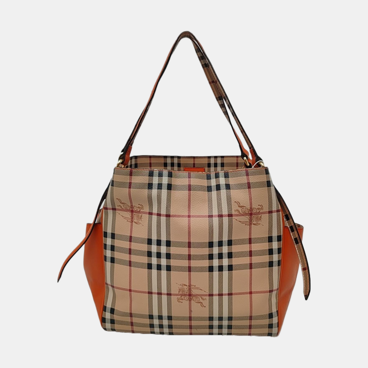 BURBERRY Canterbury Khaki Coated Canvas Battle Horse Grain Single Shoulder Bag Handbag Golden hardware-(SKU)-959738197