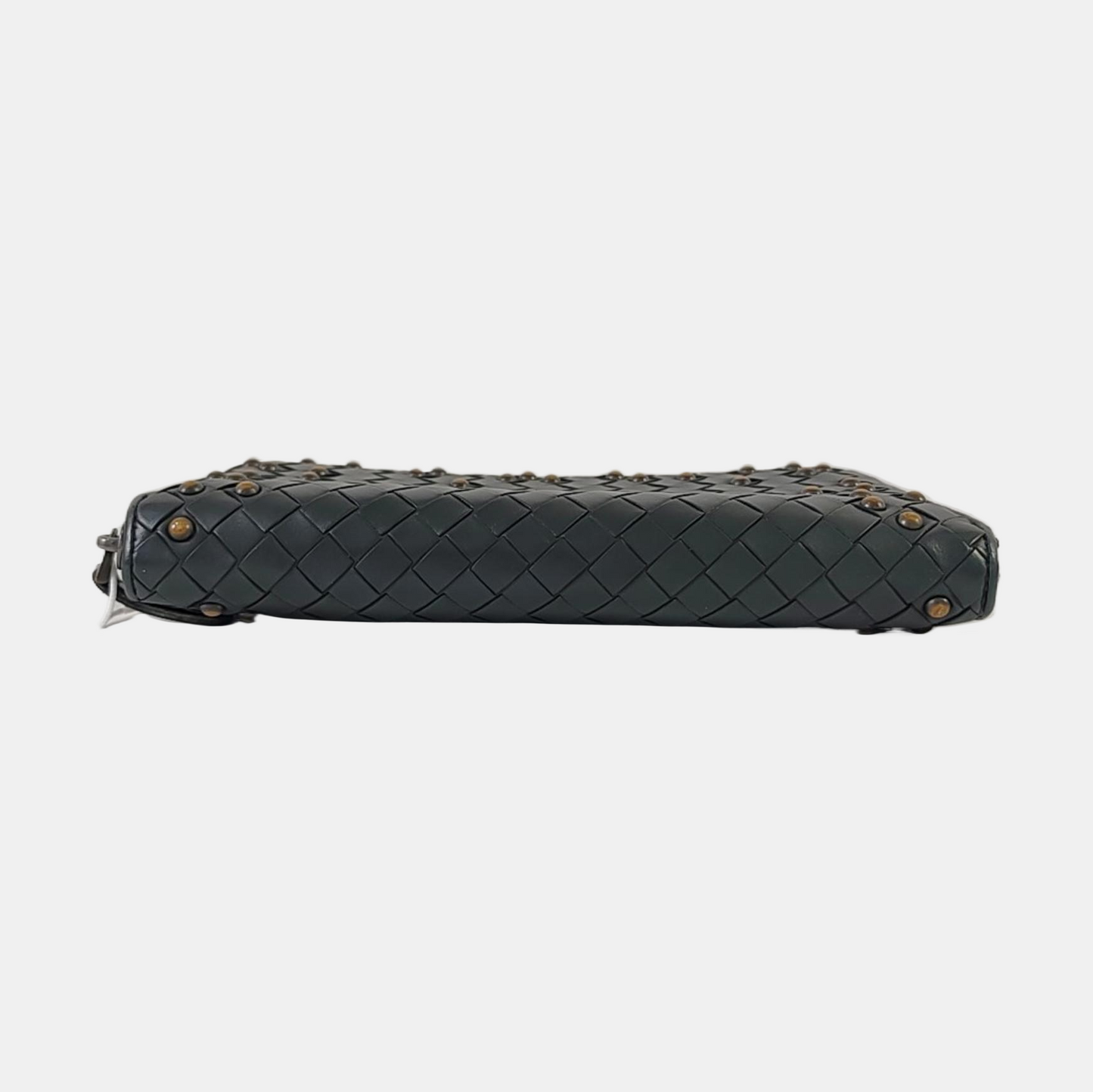 BOTTEGA VENETA Olimpia Black Cowhide Braided Rivet Wallet Black hardware-(SKU)-959767713