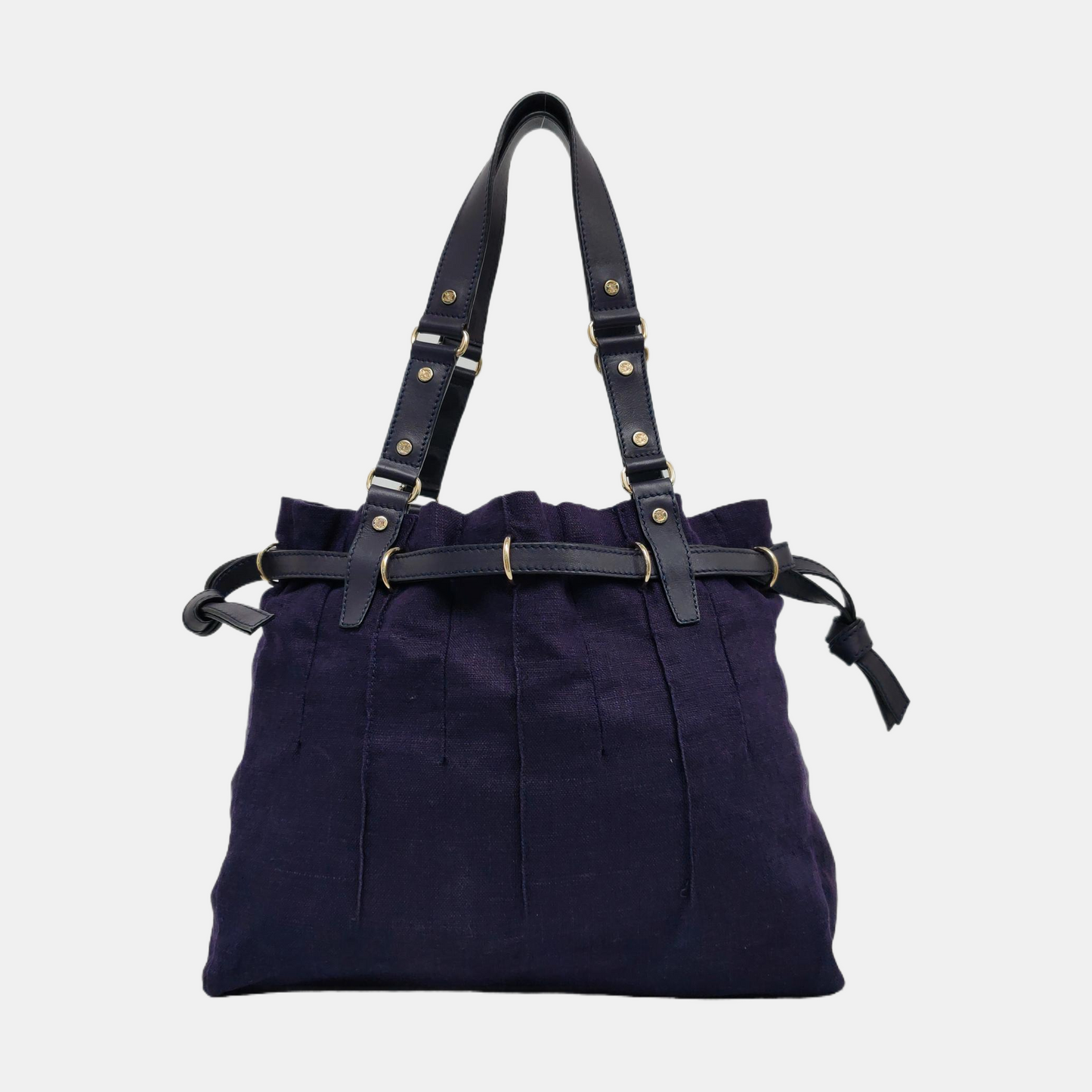 CELINE Tote bag Dark Blue Canvas Shoulder Bag Tote Golden hardware-(SKU)-959916970