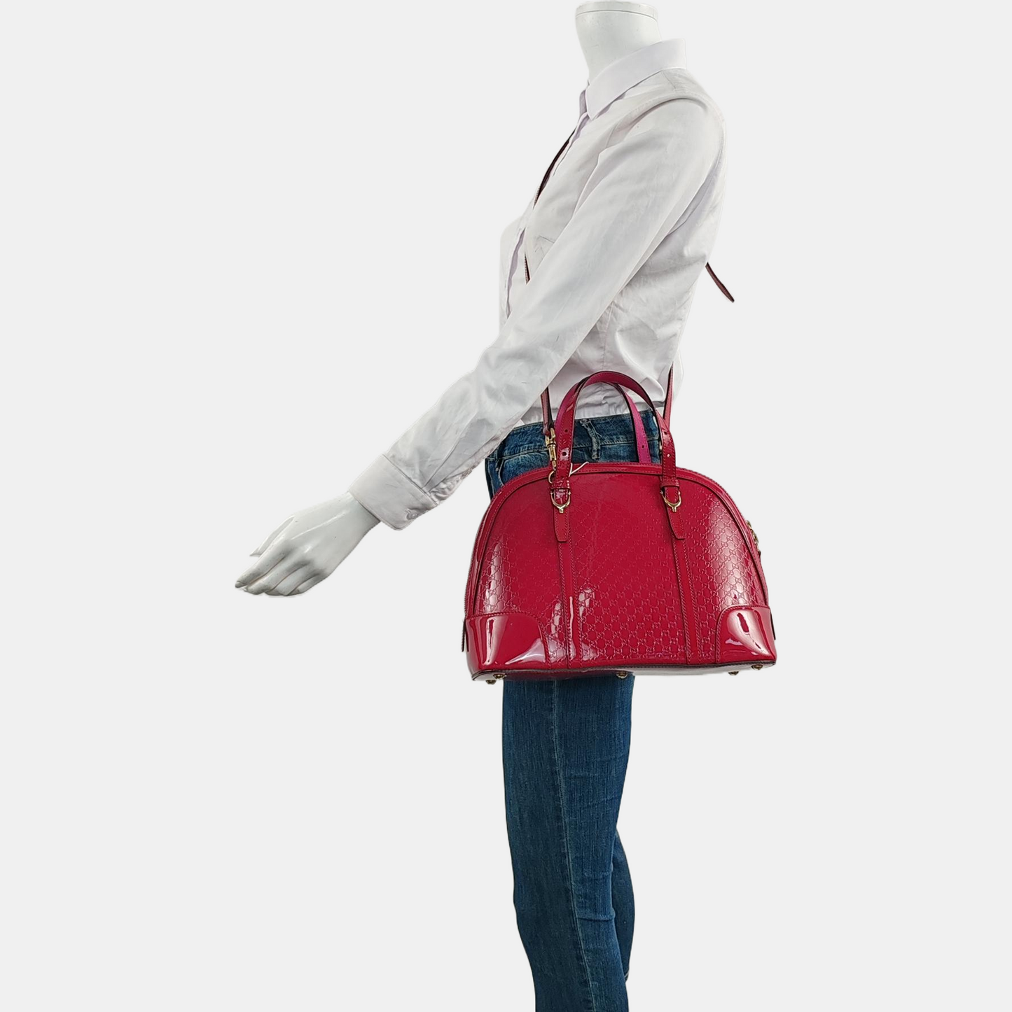 GUCCI Microguccissima Fuchsia Leather Monogrammed Crossbody Shoulder Bag Handbag Golden hardware Removable shoulder strap-(SKU)-959657436