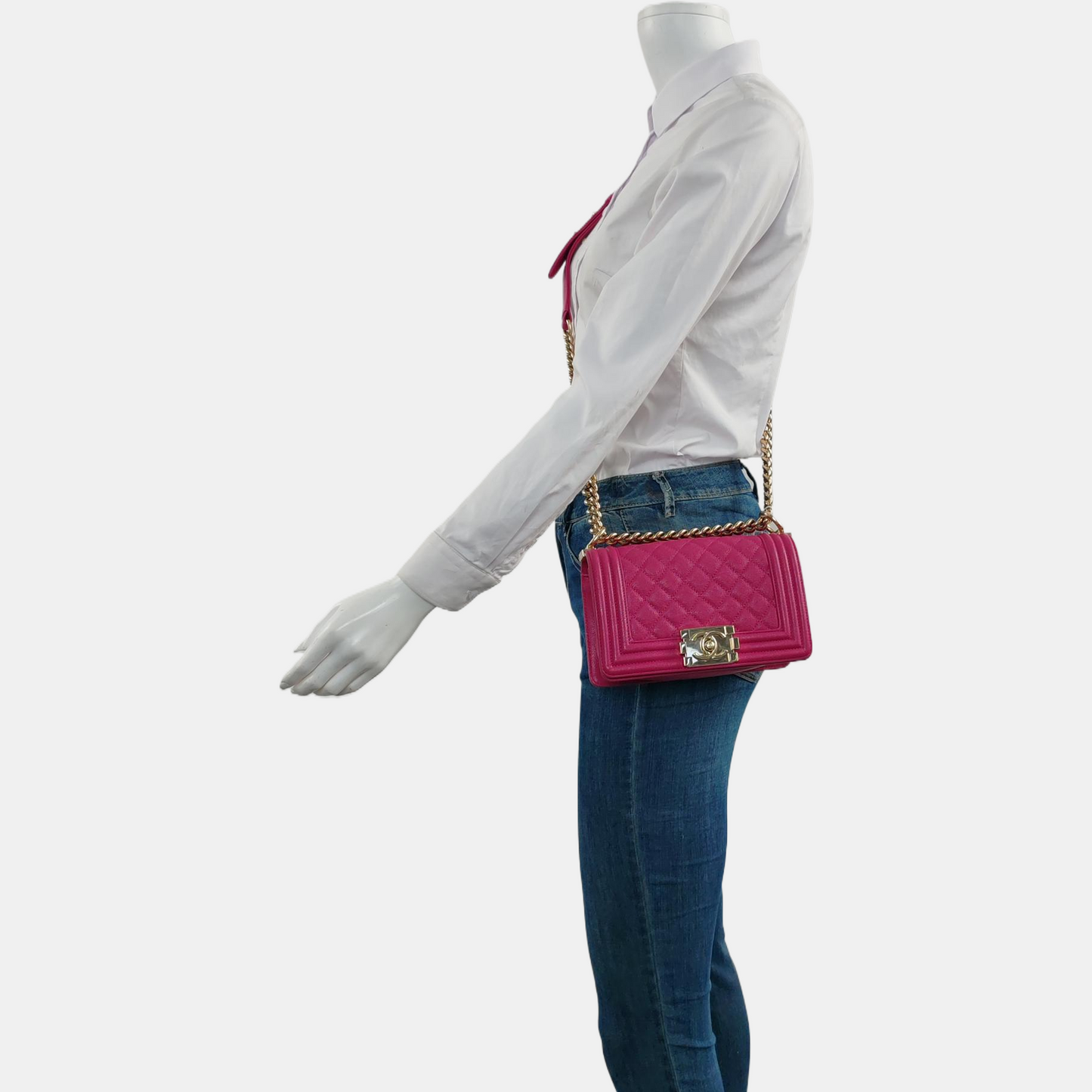 CHANEL BOY CHANEL Small Purple Calfskin Quilted Chevron Single Shoulder Bag Handbag Detachable Strap-(SKU)-958063005