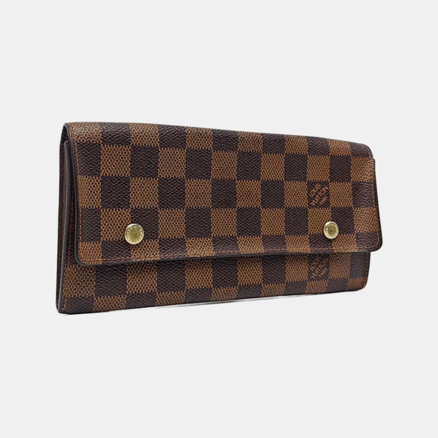 LOUIS VUITTON GRAPHITE LONG Brown Coated Canvas Checkered Wallet Golden hardware-(SKU)-959718998