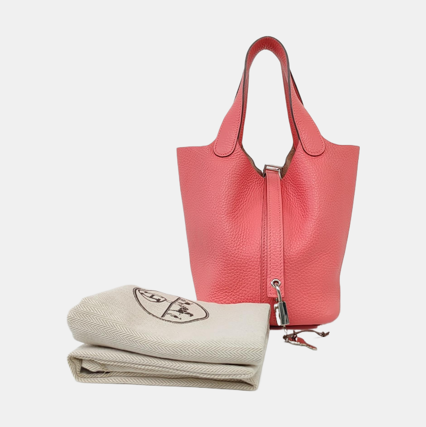 HERMÈS Picotin Lock 18 Lipstick Pink Clemence Leather Market Basket Tote Bag with Silver Hardware A-(SKU)-959918692