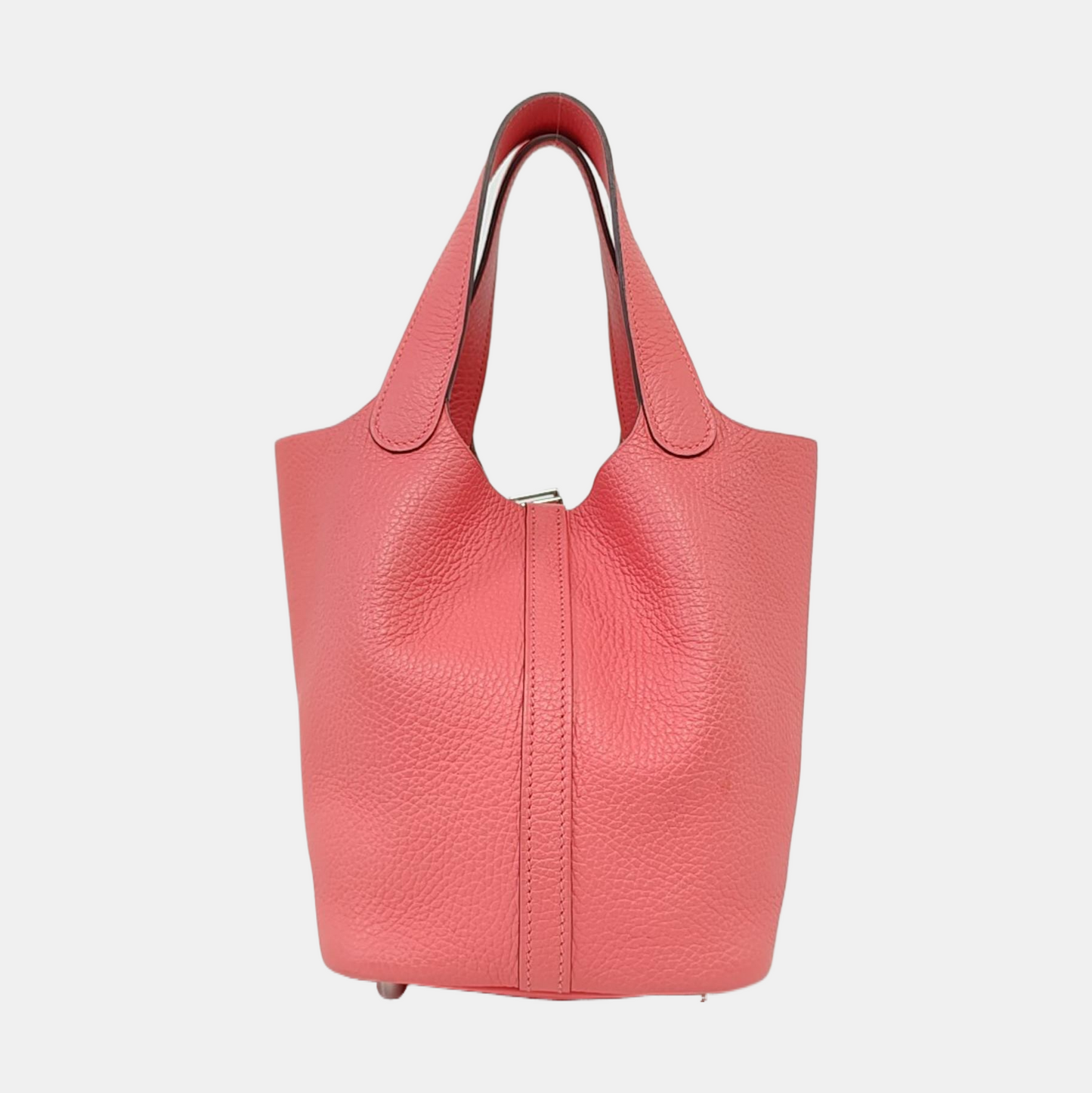HERMÈS Picotin Lock 18 Lipstick Pink Clemence Leather Market Basket Tote Bag with Silver Hardware A-(SKU)-959918692
