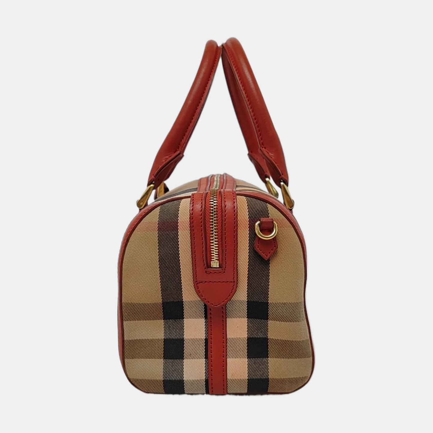 BURBERRY Alchester Red Canvas Handbag Golden hardware-(SKU)-959788155