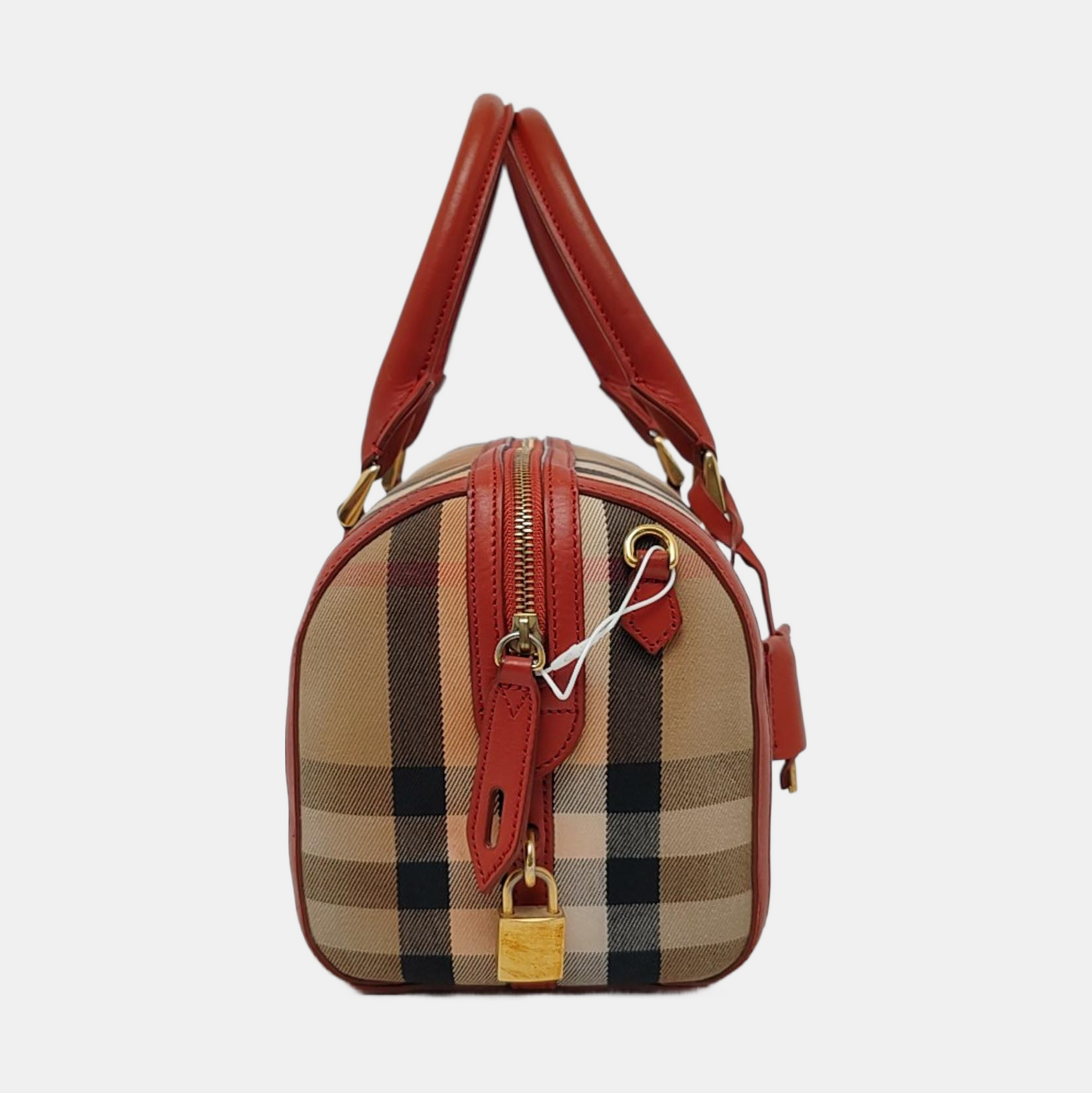 BURBERRY Alchester Red Canvas Handbag Golden hardware-(SKU)-959788155