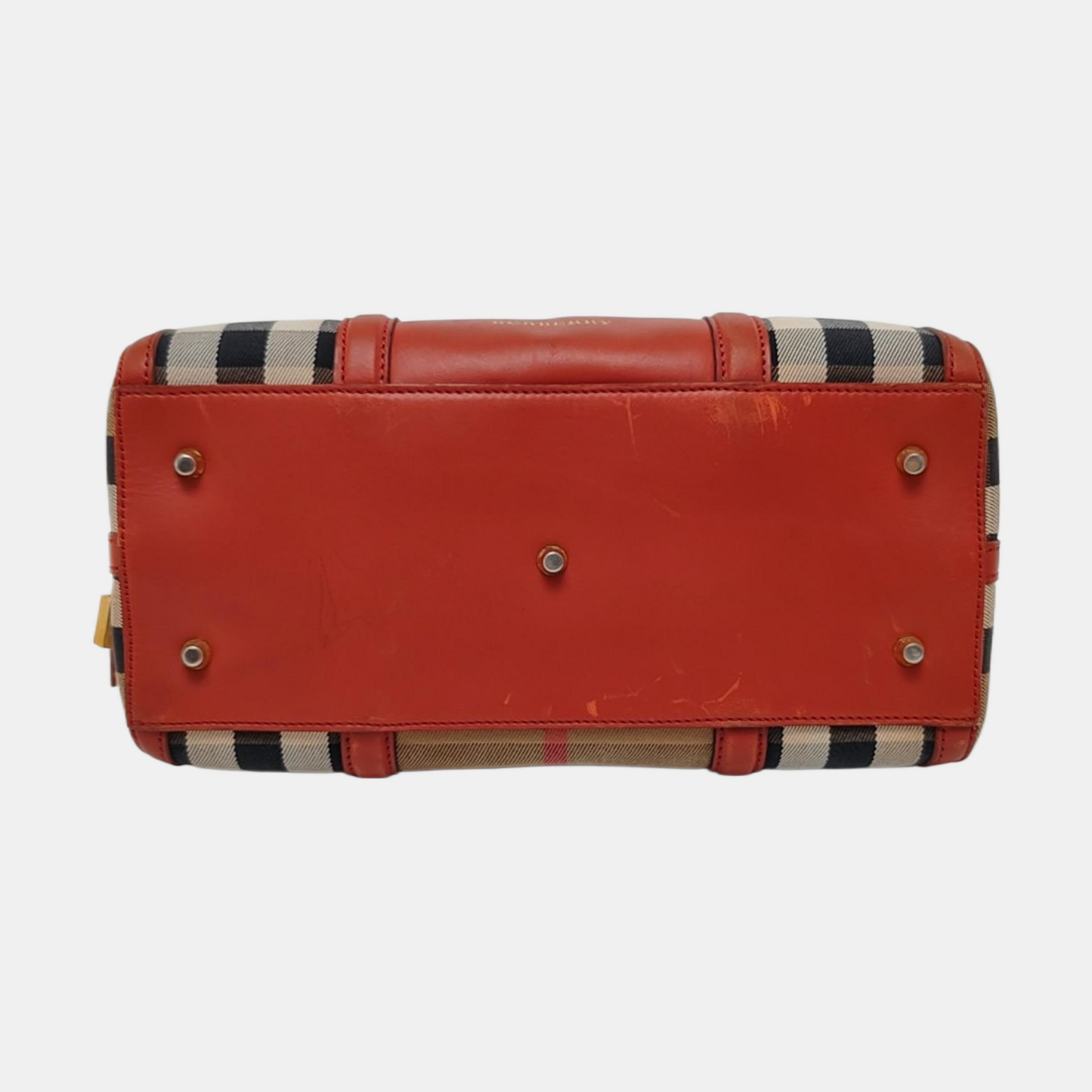 BURBERRY Alchester Red Canvas Handbag Golden hardware-(SKU)-959788155