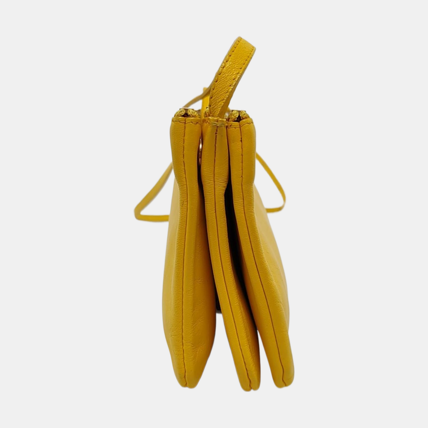CELINE TRIO Small size Orange Cowhide Crossbody Single Shoulder Bag Golden hardware-(SKU)-959742299