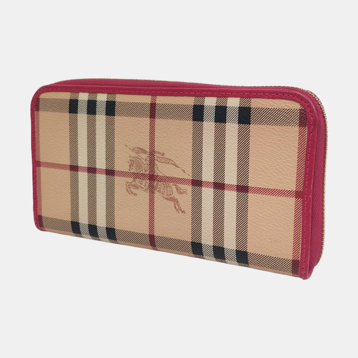 BURBERRY Khaki Coated Canvas Warhorse Plaid Wallet Golden hardware-(SKU)-959925187