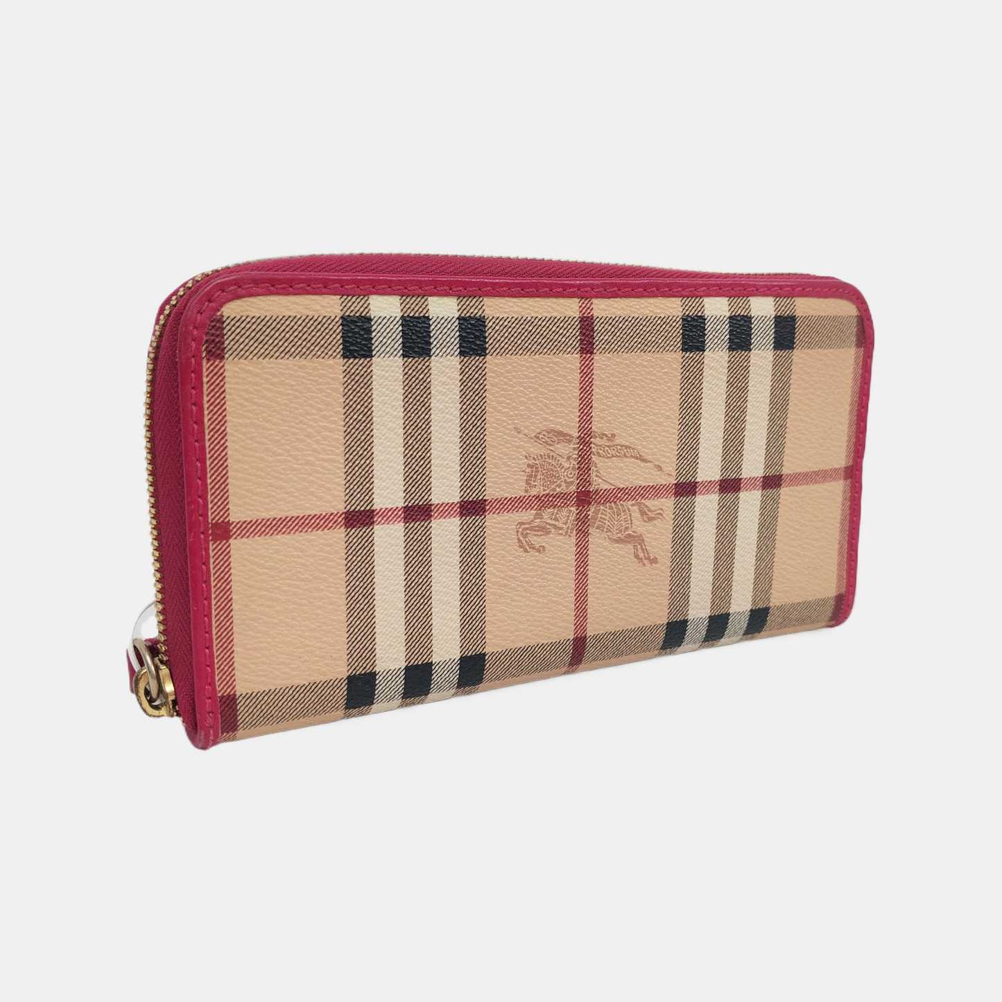 BURBERRY Khaki Coated Canvas Warhorse Plaid Wallet Golden hardware-(SKU)-959925187