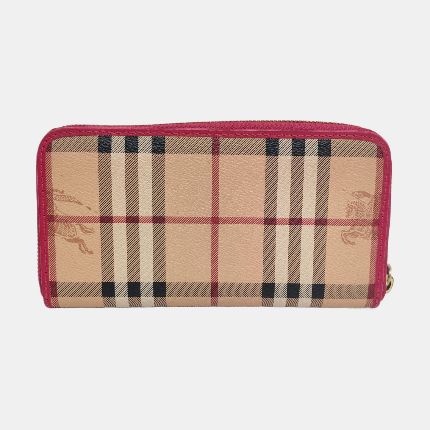BURBERRY Khaki Coated Canvas Warhorse Plaid Wallet Golden hardware-(SKU)-959925187