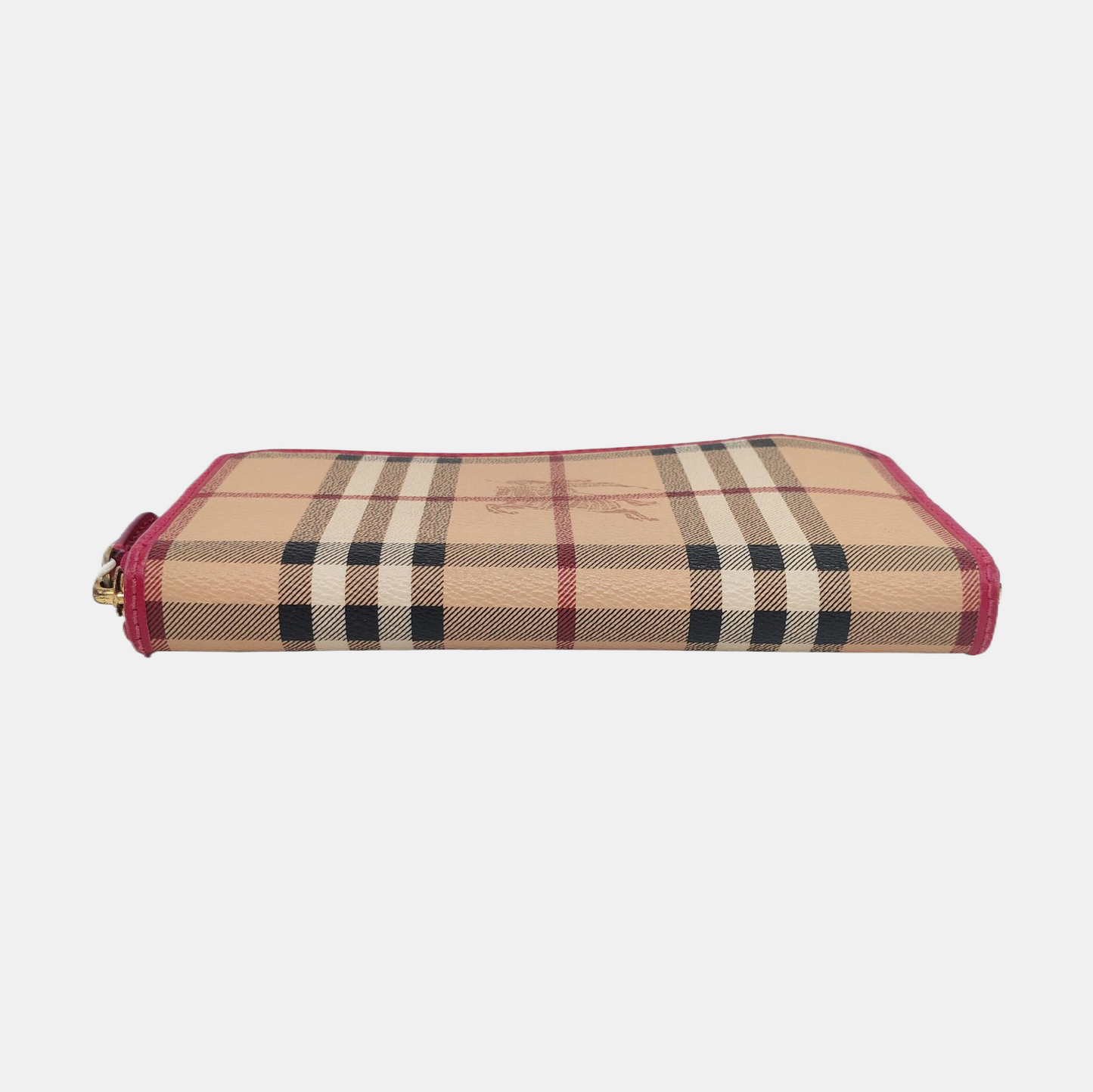 BURBERRY Khaki Coated Canvas Warhorse Plaid Wallet Golden hardware-(SKU)-959925187