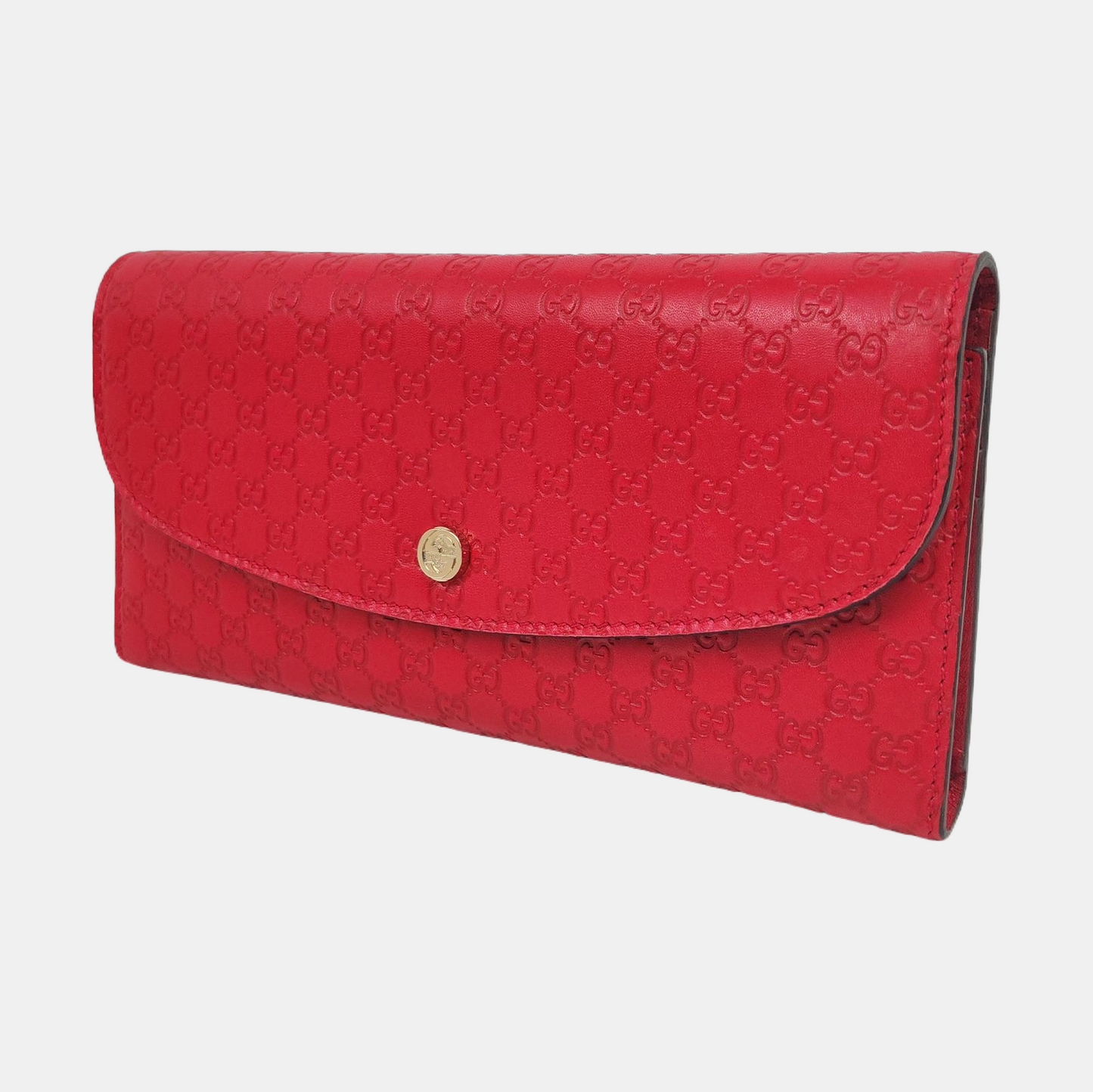 GUCCI Red Cowhide Monogrammed Embossed Wallet Golden hardware-(SKU)-959925038