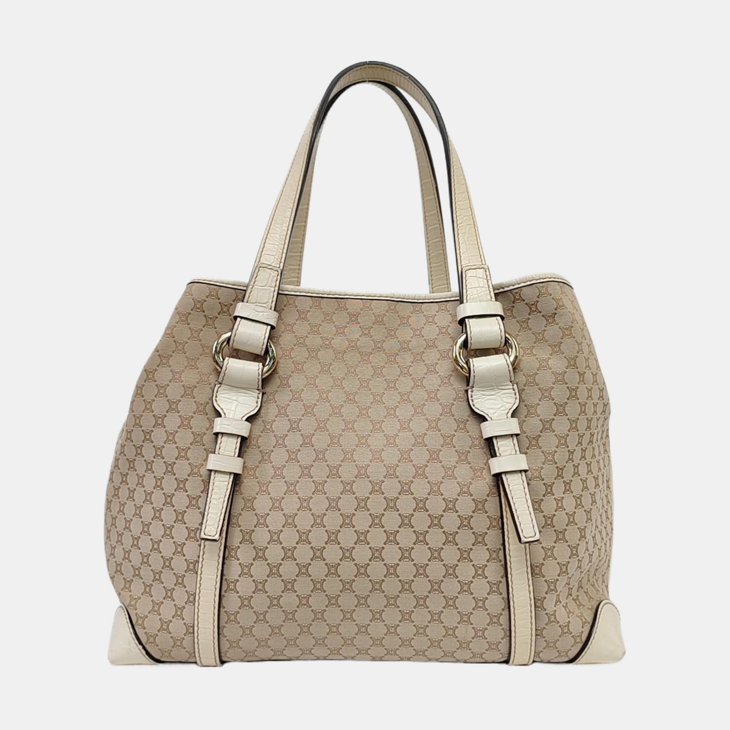 CELINE Brown Canvas Triumph Monogram Single Shoulder Bag Tote Bag Golden hardware-(SKU)-959689180