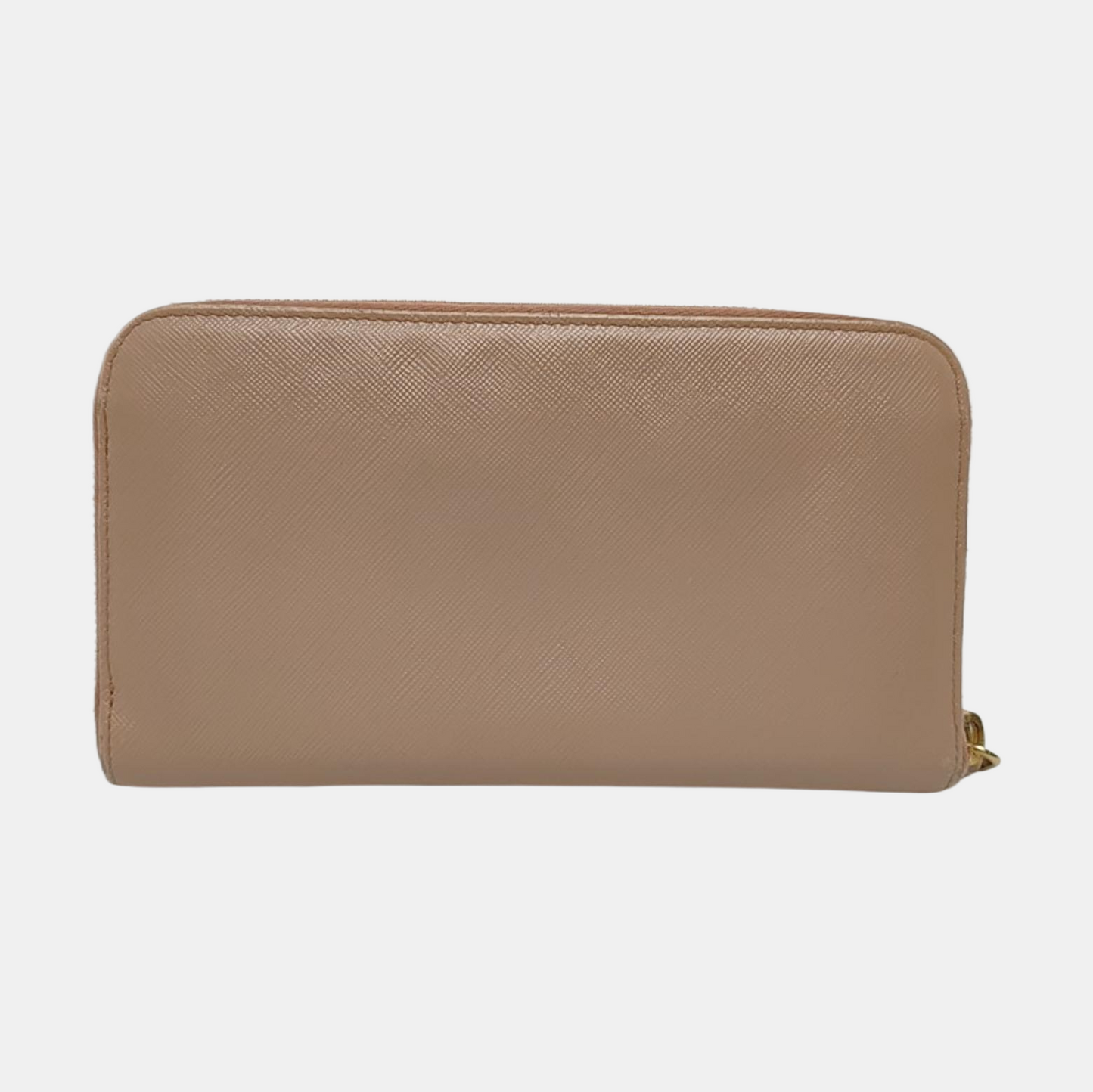 PRADA Fiocco Bow Nude Pink Cowhide Crosshatch Wallet Golden hardware-(SKU)-959793170