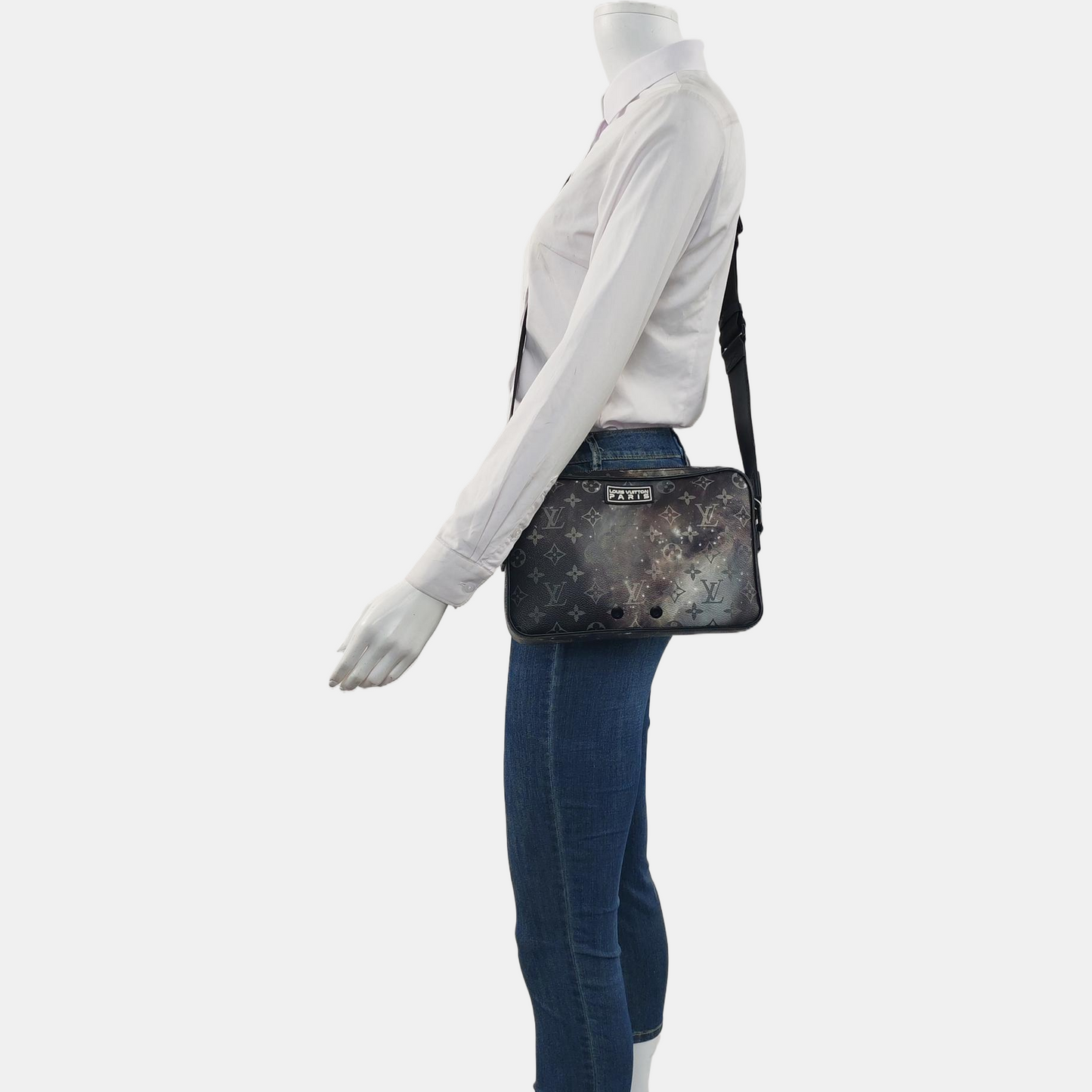 LOUIS VUITTON ALPHA Grey Coated Canvas Monogram Printed Camera Bag Shoulder Bag Crossbody Bag Black Hardware-(SKU)-959853480