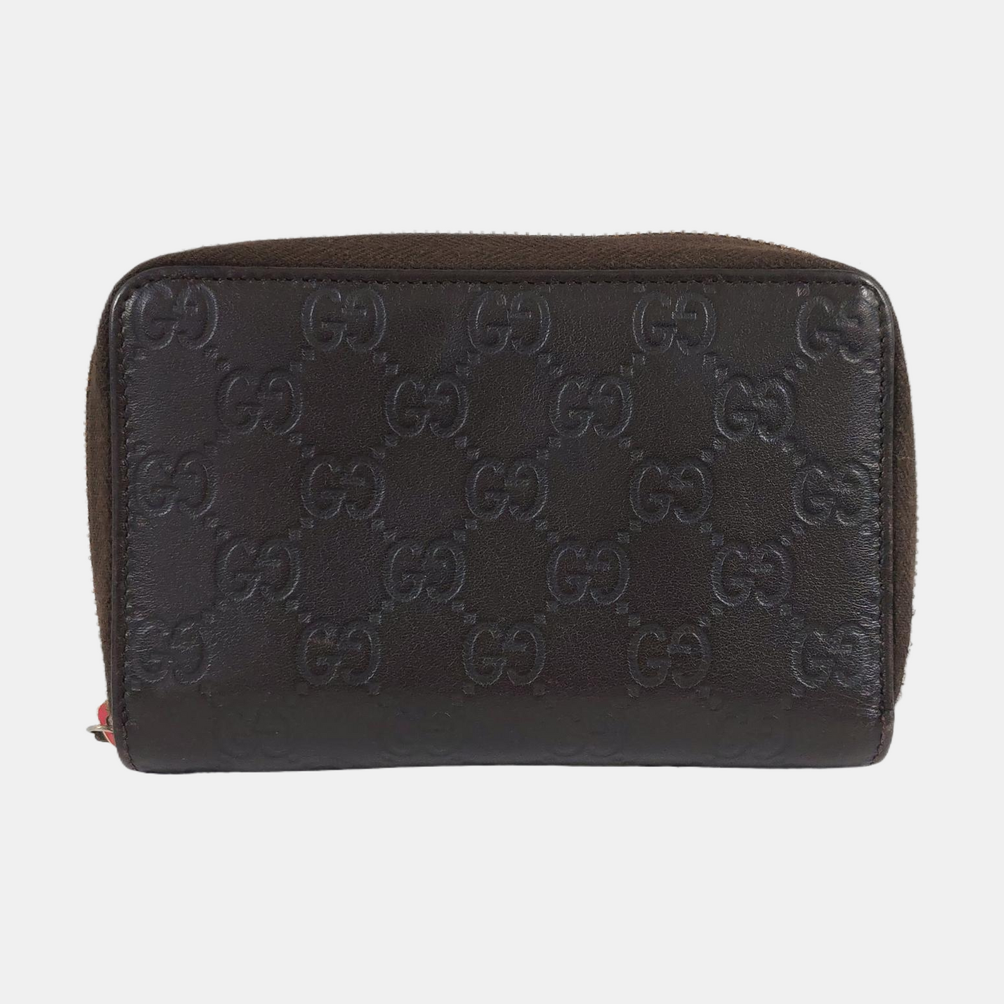 GUCCI Dark Brown Cowhide Monogrammed Texture Wallet Golden hardware-(SKU)-959715044