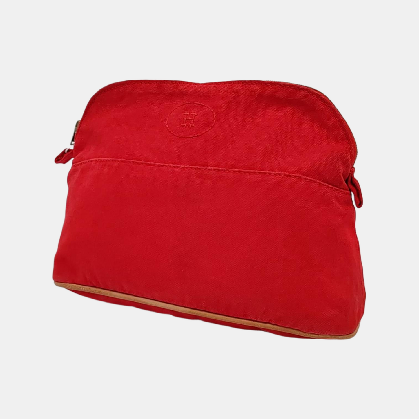 HERMÈS Bolide Medium size Flag Red Canvas Embroidered Handbag Golden hardware-(SKU)-959737695