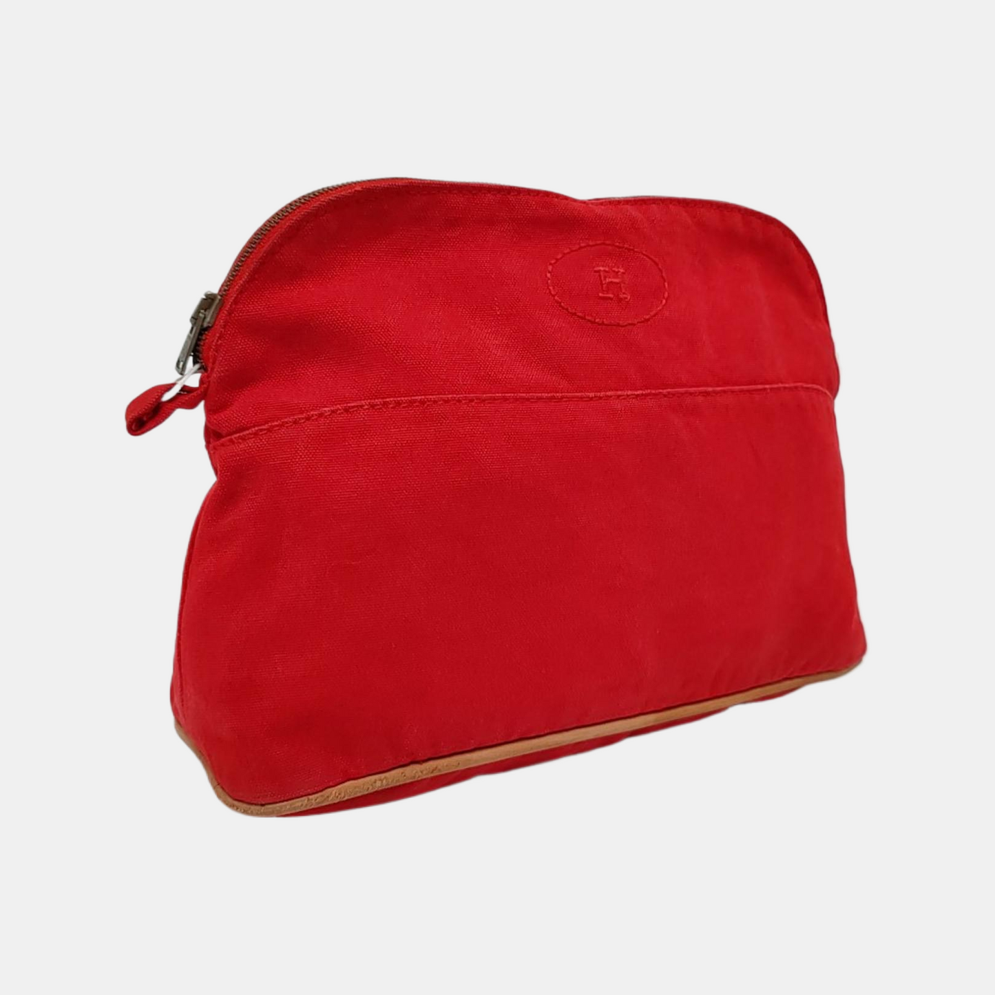 HERMÈS Bolide Medium size Flag Red Canvas Embroidered Handbag Golden hardware-(SKU)-959737695