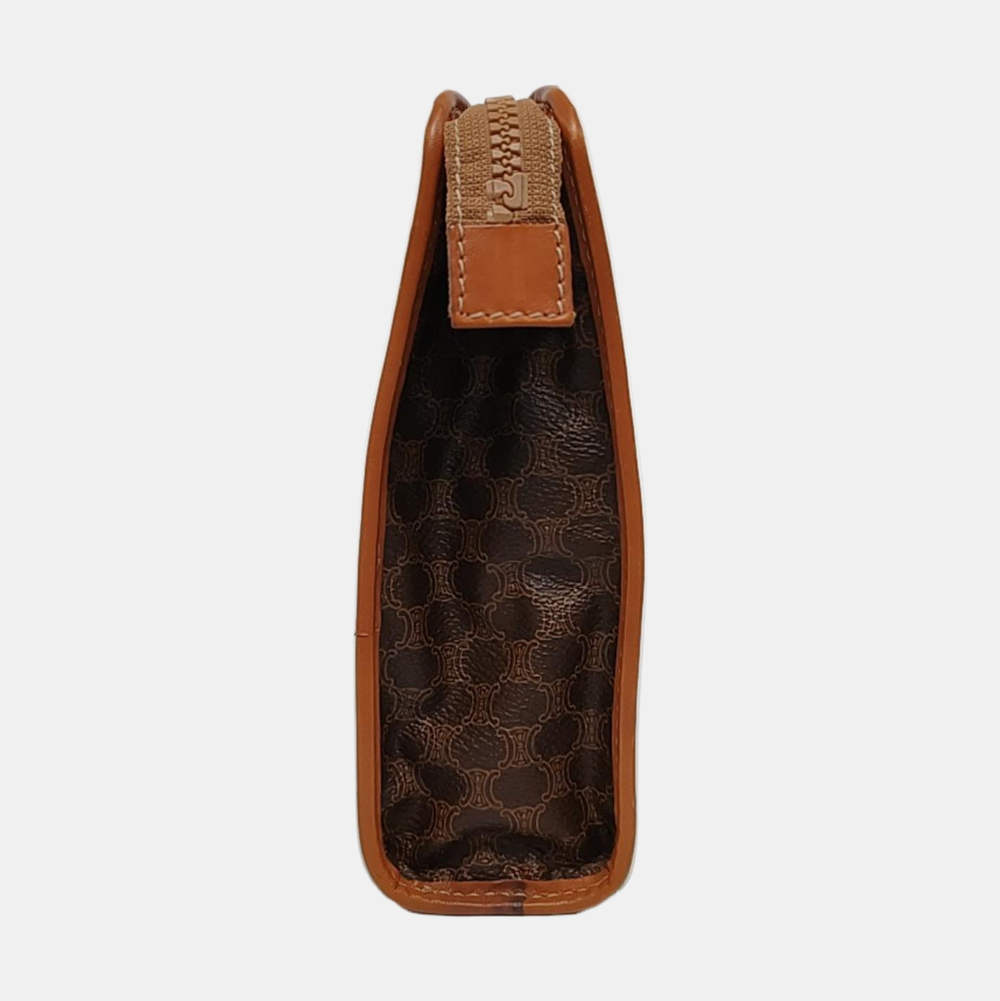CELINE MACADAM CLUTCHES Brown Coated Canvas Triumph Single Shoulder Bag Handbag Golden hardware-(SKU)-959775760