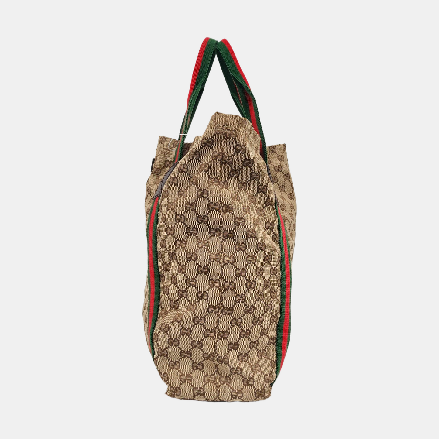 GUCCI Diaper Brown Canvas Monogrammed Striped Webbing Handbag Shoulder Bag-(SKU)-960138854